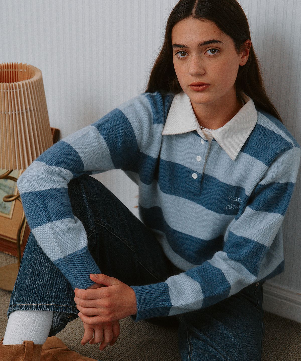 로라로라(ROLAROLA) STRIPE PK KNIT BLUE
