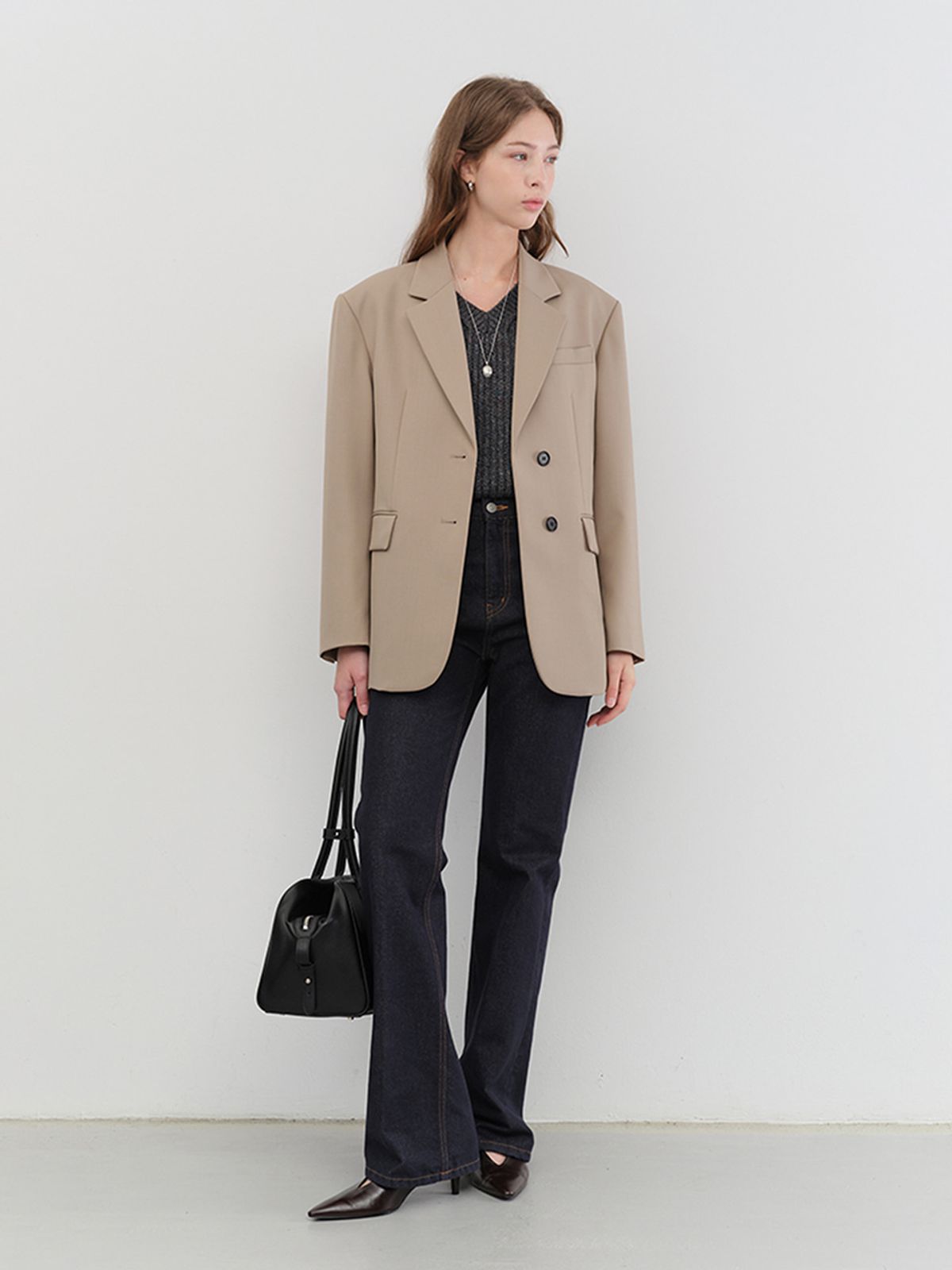 던스트(DUNST) ESSENTIAL 2 BUTTON WOOL BLAZER_UDJA6A202_SAND BEIGE