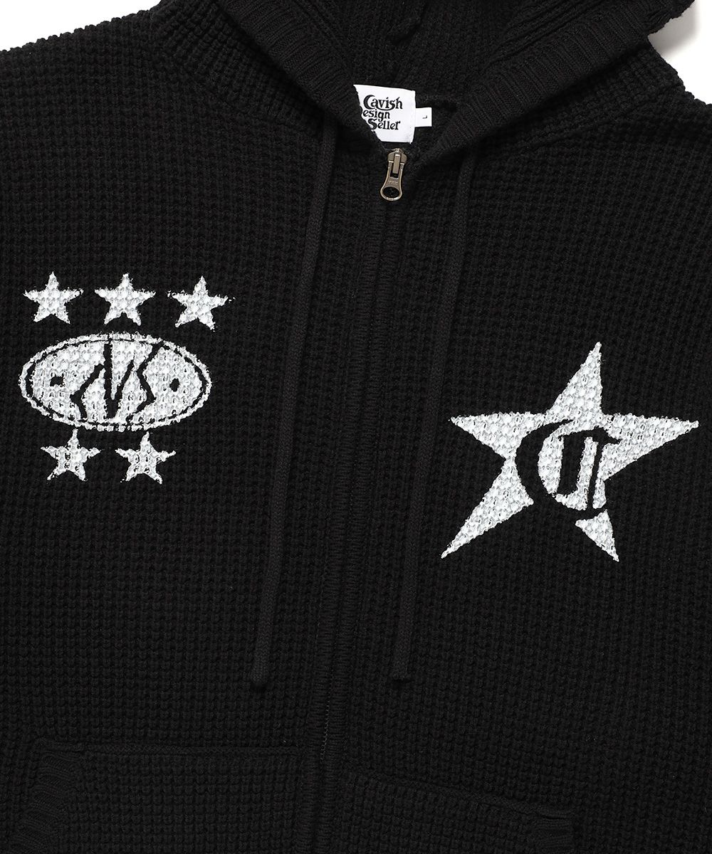 【CAVISH】DAMAGED APPLIQUE ジップアップ パーカー CAVISH ♥ DAMAGED APPLIQUE ZIP UP HOODIE/追跡付