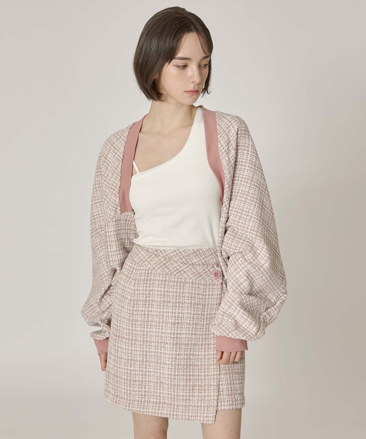 무아르모아(MOIREMOA) Blossom Tweed Skirt - Pink