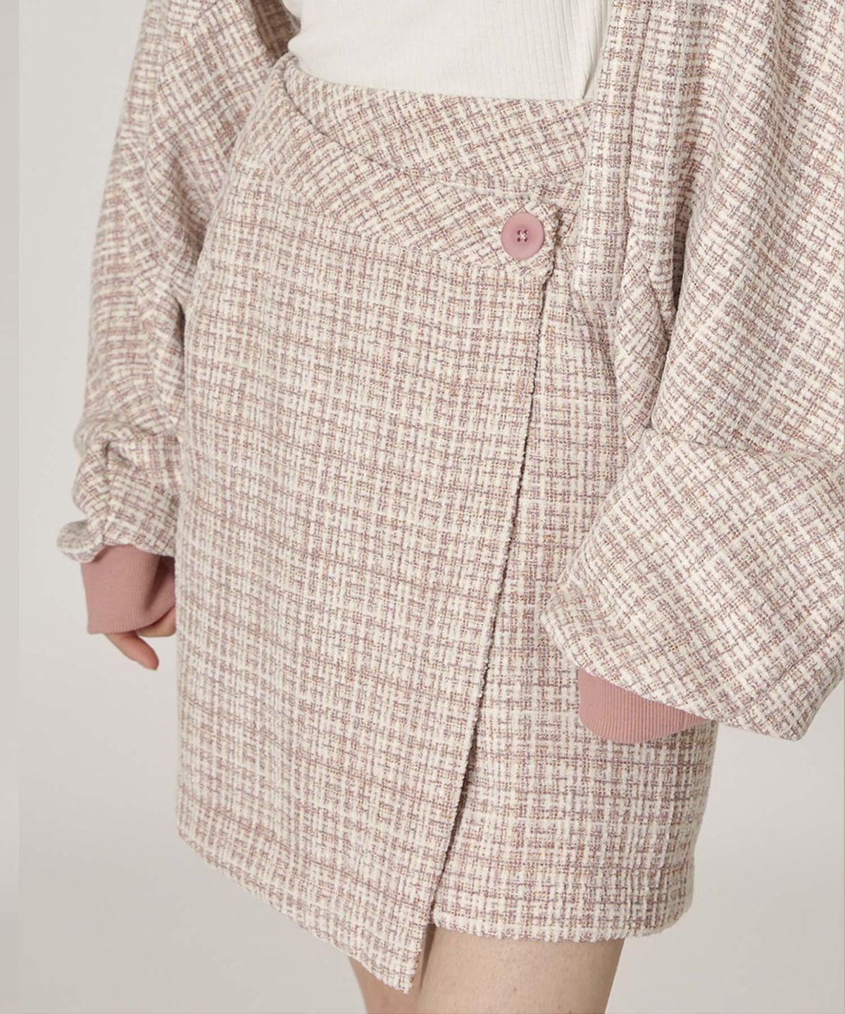 무아르모아(MOIREMOA) Blossom Tweed Skirt - Pink