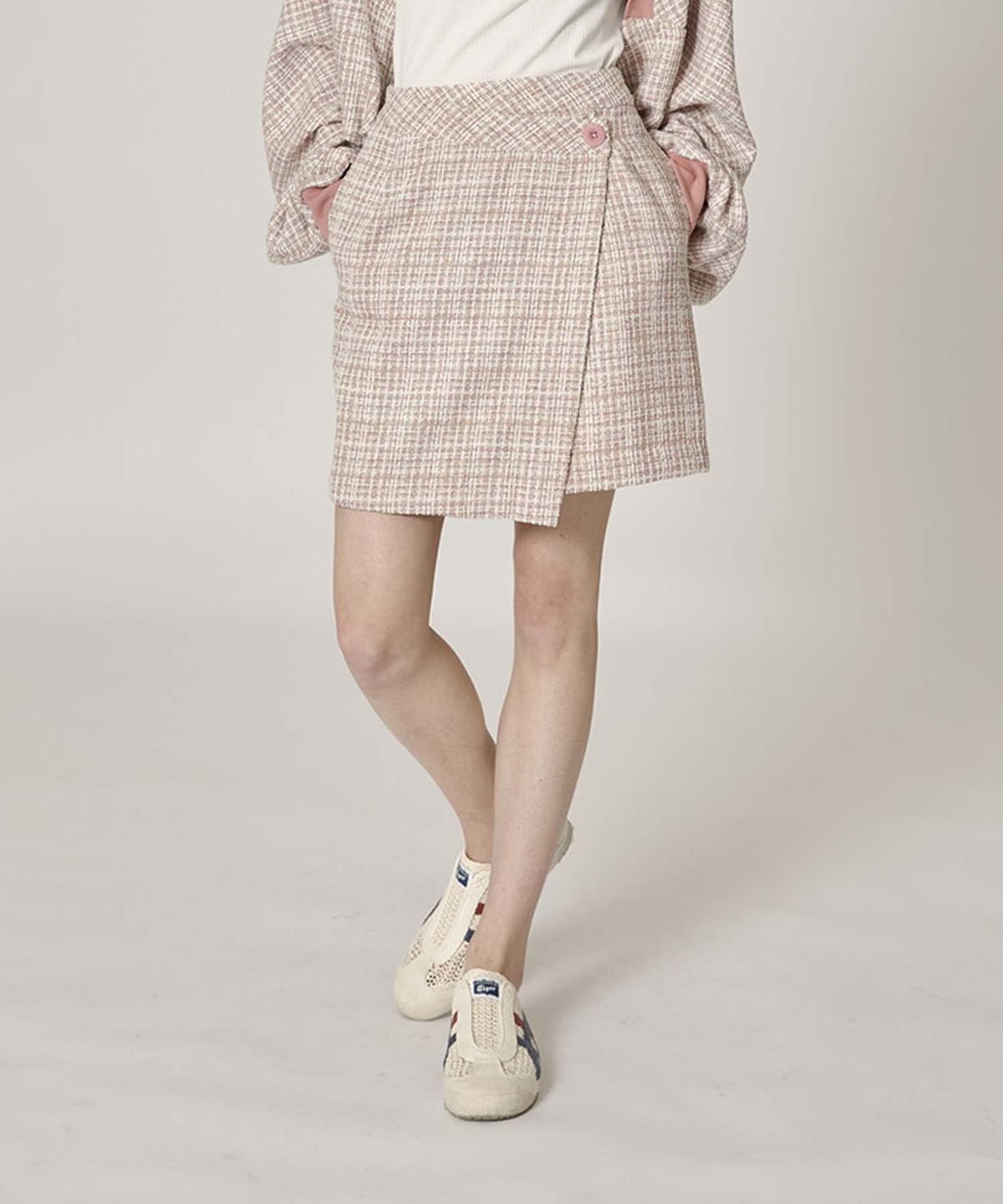 무아르모아(MOIREMOA) Blossom Tweed Skirt - Pink
