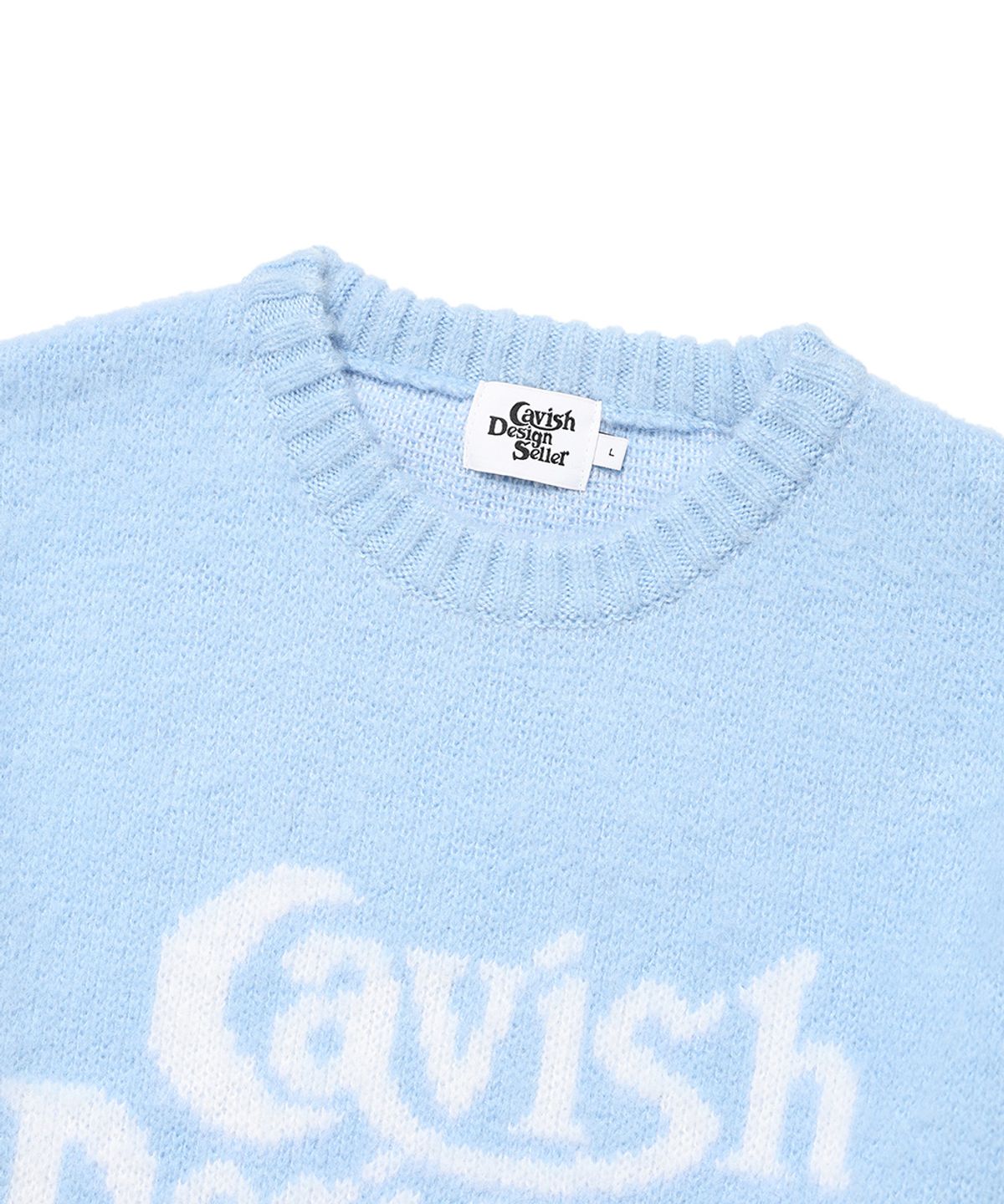카비시(CAVISH) BRUSHED SELLER LOGO KNIT CREWNECK BLUE(CV2DFUK600A)