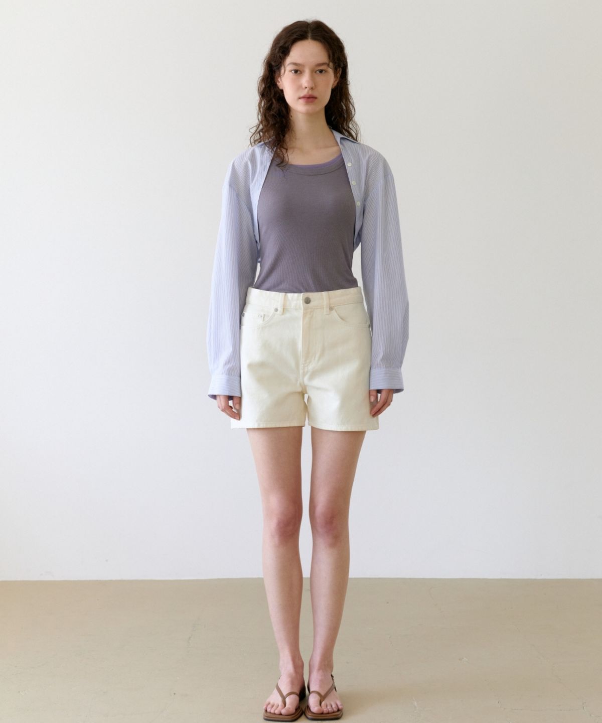 어나우트(UNNOUT) STRIPE SHIRT BOLERO - SKY