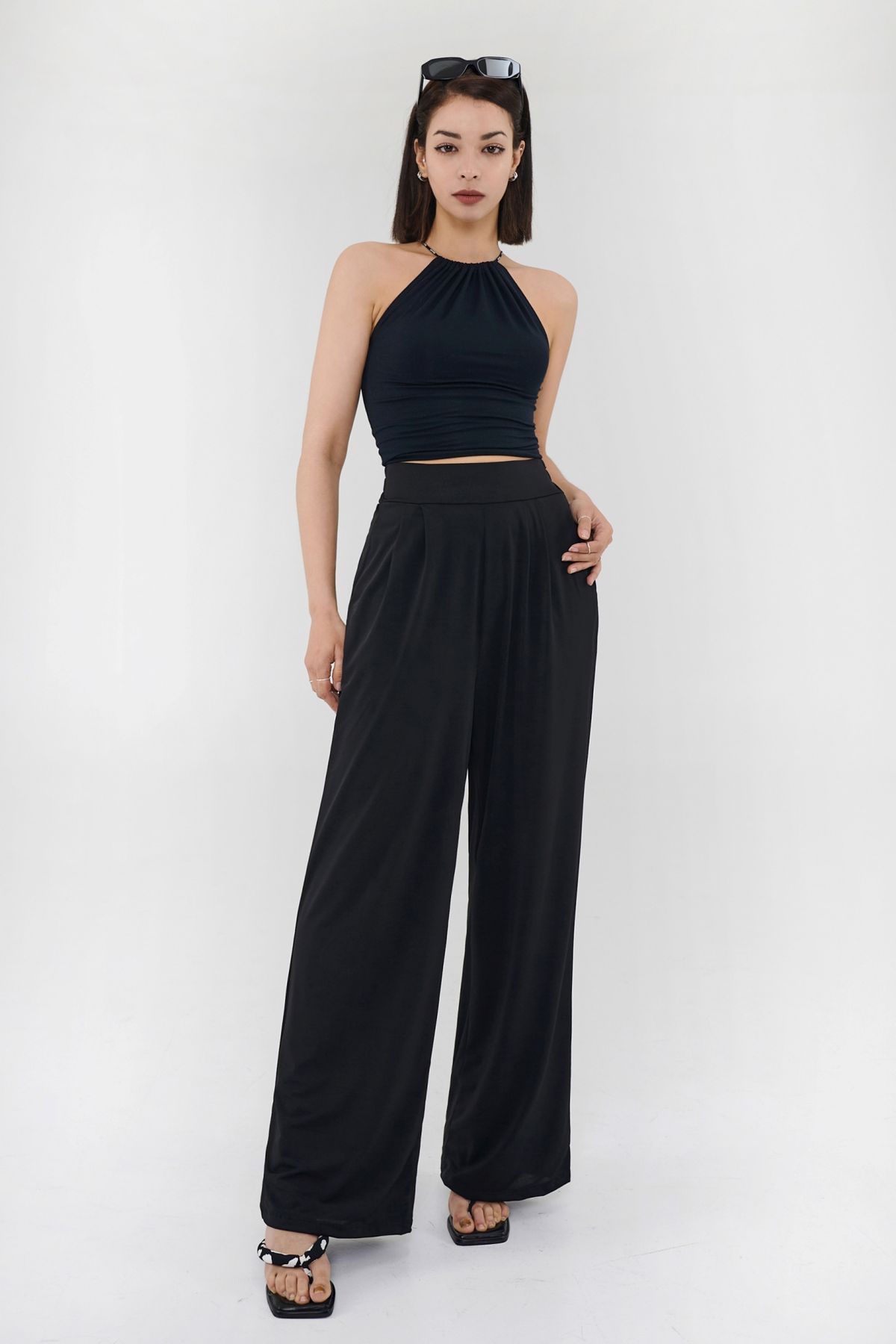 블랙크러쉬(BLACRUSH) Cool Wide Fit Banding Slacks Pants