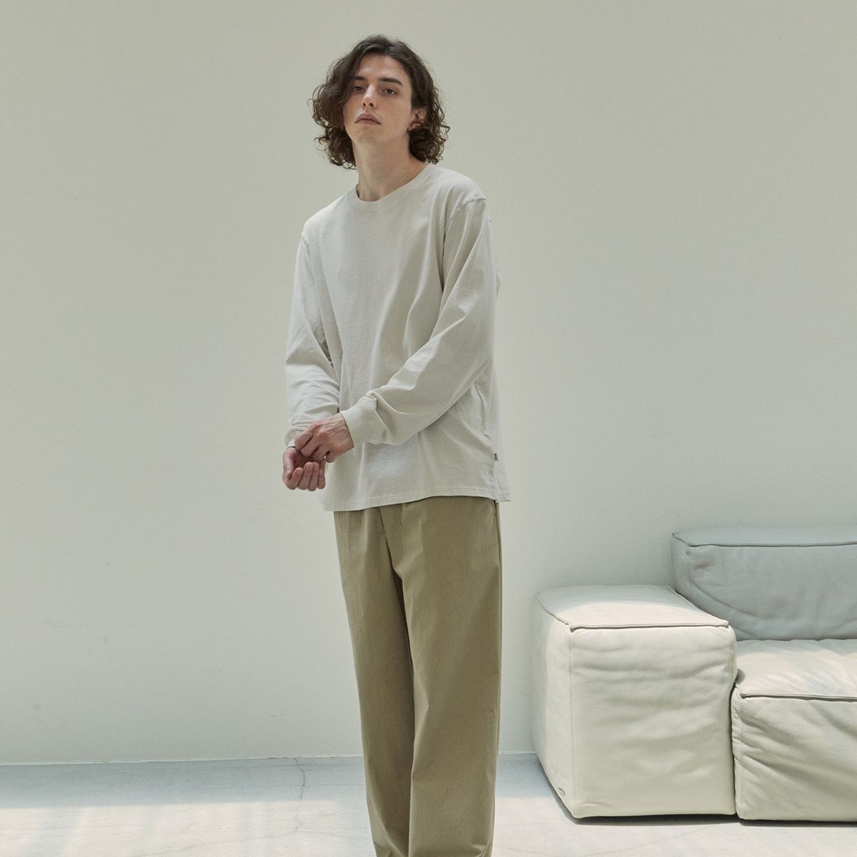 벤(BBEEEENN) MENS) 리브드 슬리브 T_에크루