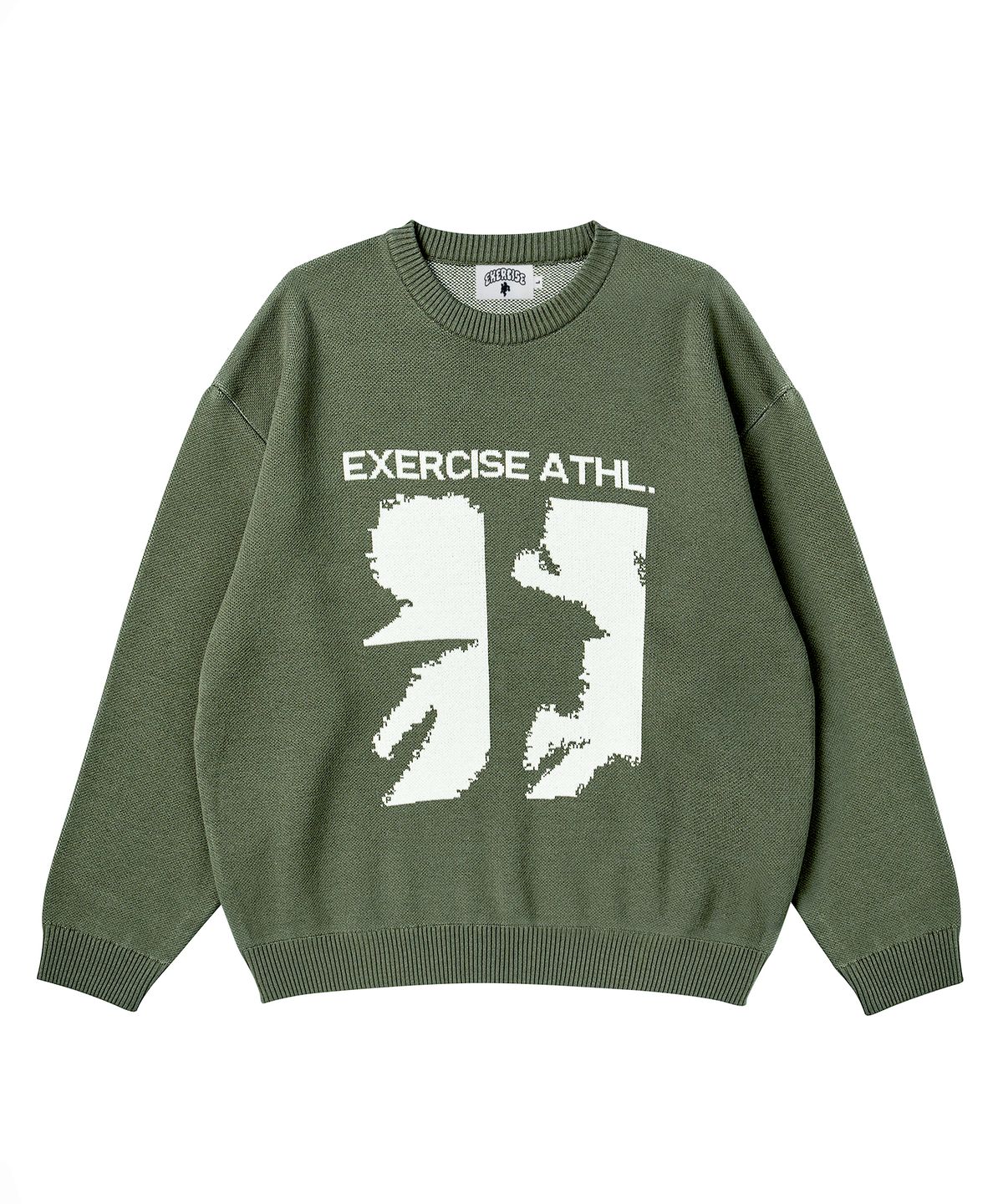 엑서사이즈(EXERCISE) RUNNER PUZZLE PIECE JACQUARD KNIT_SAGE GREEN