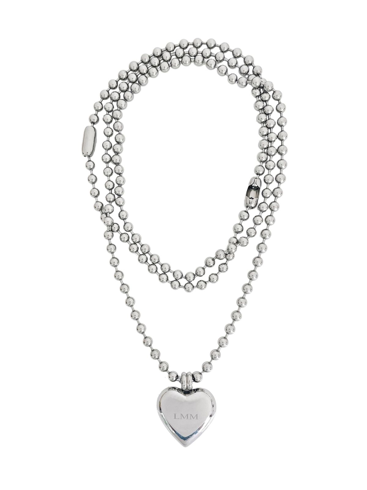 러브미몬스터(LOVE ME MONSTER) [3 Way] Big LMM Heart Ball Chain Necklace & Cross-body Strap