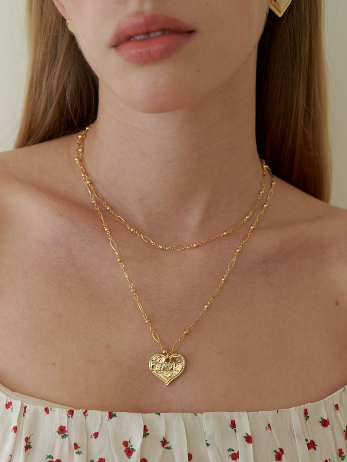 러브미몬스터(LOVE ME MONSTER) [2 SET] Vintage Heart Long Necklace
