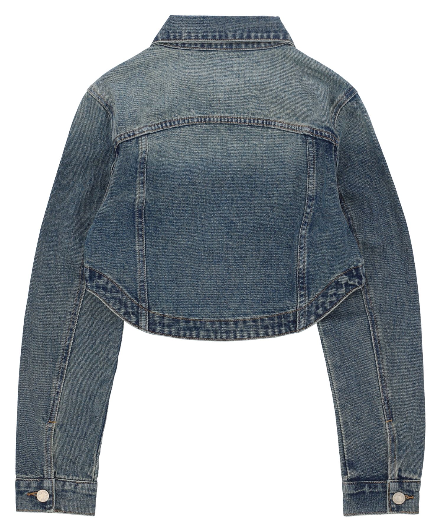 肌触りがいい MUSINSA | ORDINARY HOLIDAY Denim crop zip-up jacket [SKY BLUE] ジャケット・アウター