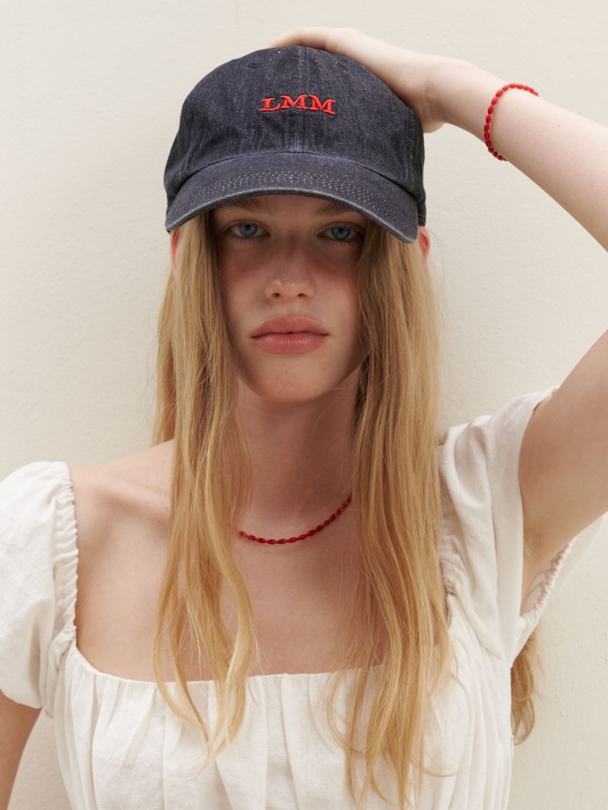 러브미몬스터(LOVE ME MONSTER) Vintage Denim LMM Logo Ball Cap_Black