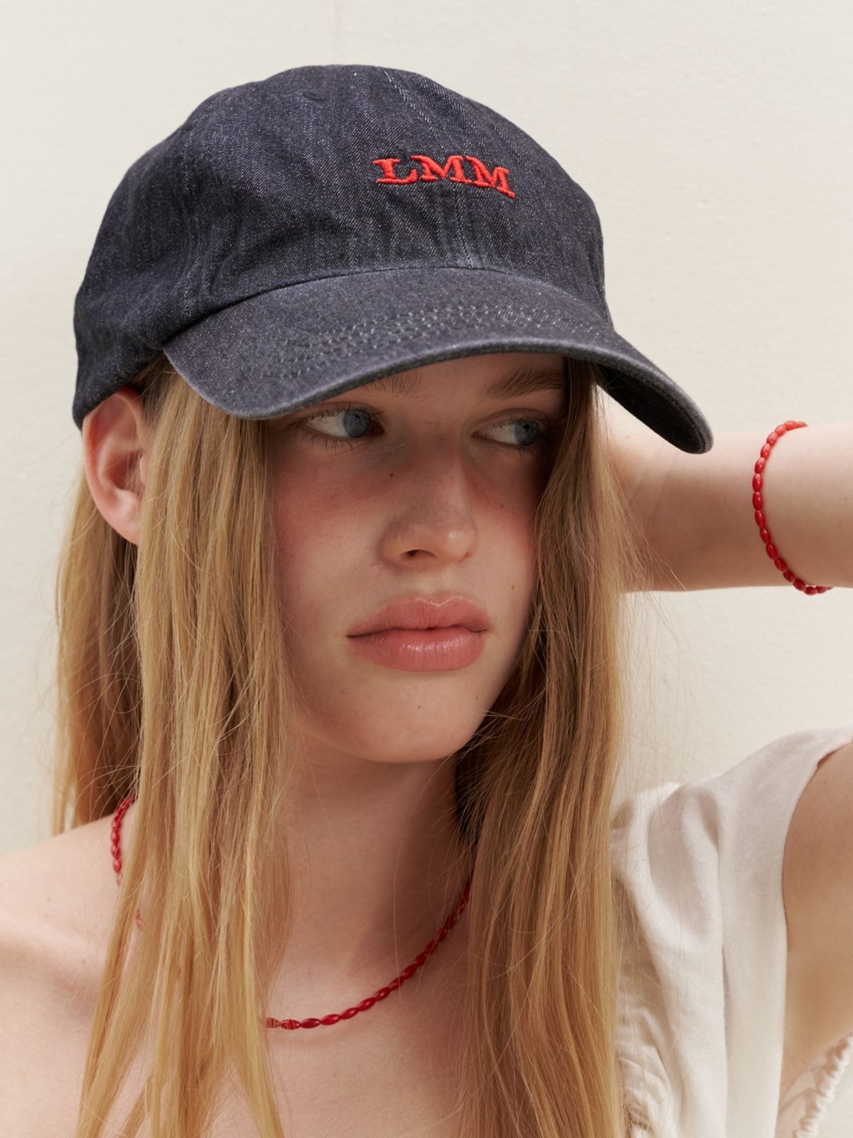 러브미몬스터(LOVE ME MONSTER) Vintage Denim LMM Logo Ball Cap_Black