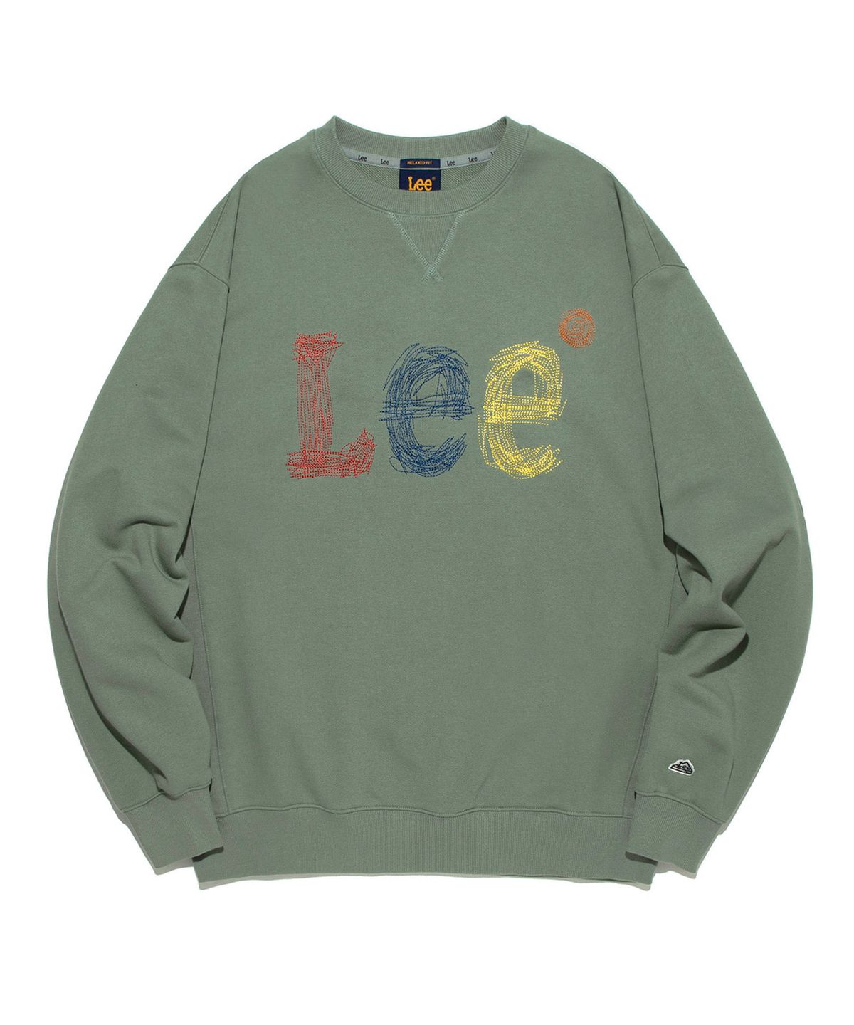 리(LEE) 스티치 자수 로고 맨투맨 세이지 그린