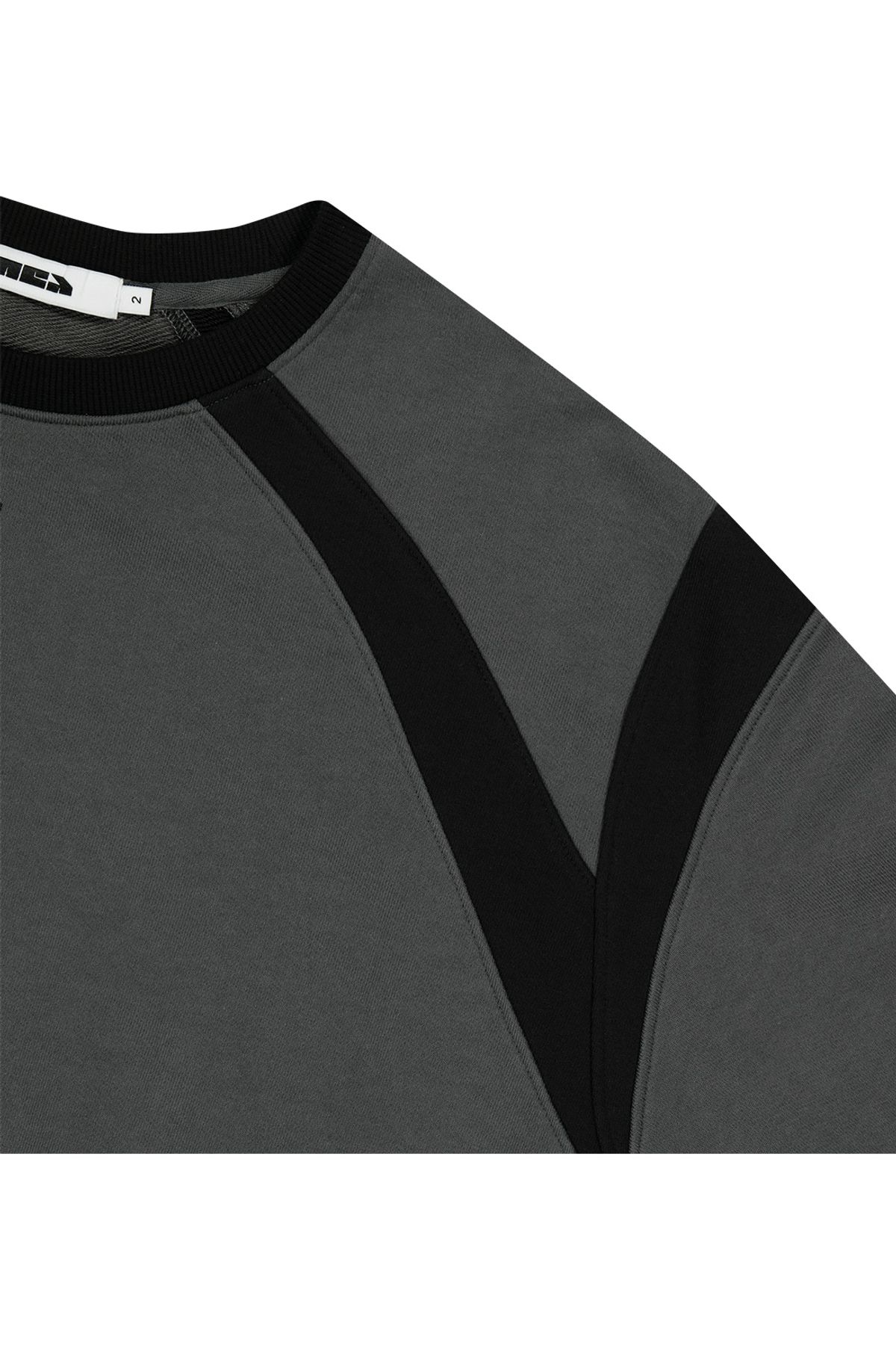 메아(MEA) CONTRAST DETAILED SWEAT SHIRT [CHARCOAL]