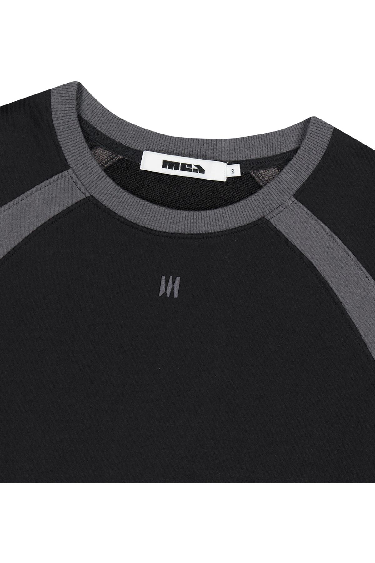 메아(MEA) CONTRAST DETAILED SWEAT SHIRT [BLACK]