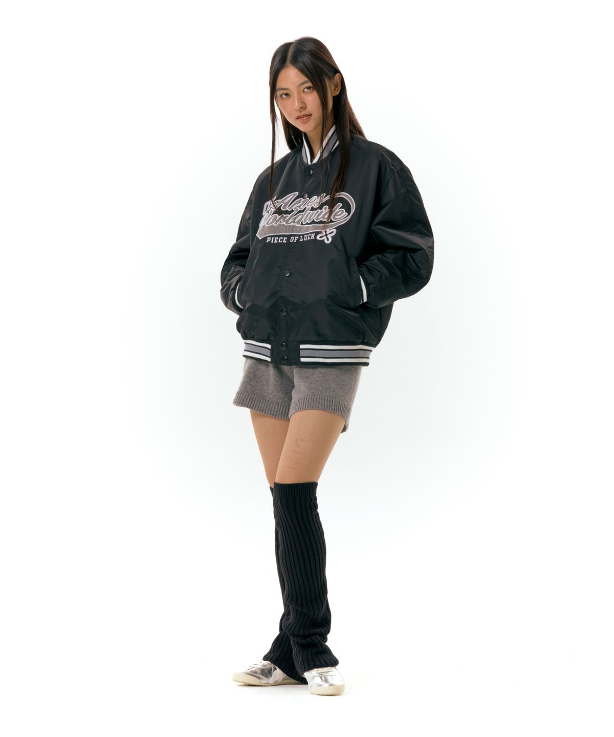 아메스 월드와이드(AMES-WORLDWIDE) NYLON STADIUM JACKET BLACK (AM2DFUJ240A)