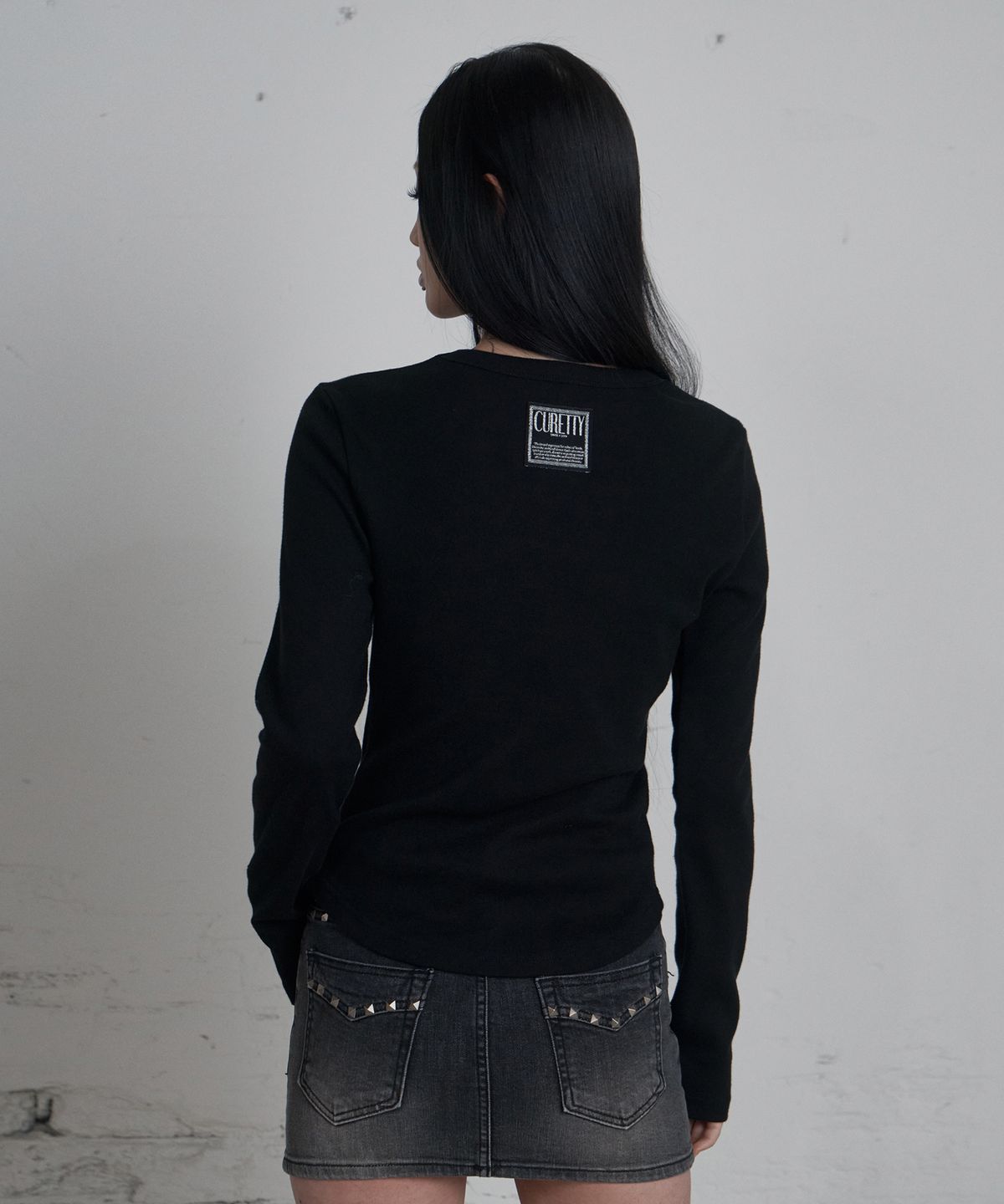 큐리티(CURETTY) C 90S LINE BASIC LONG SLEEVE T-SHIRT_BLACK