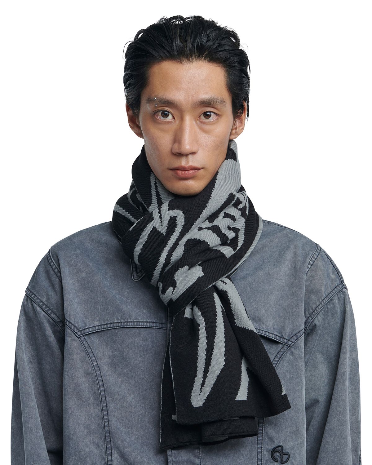 노매뉴얼(NOMANUAL) T.S JACQUARD MUFFLER - GRAY