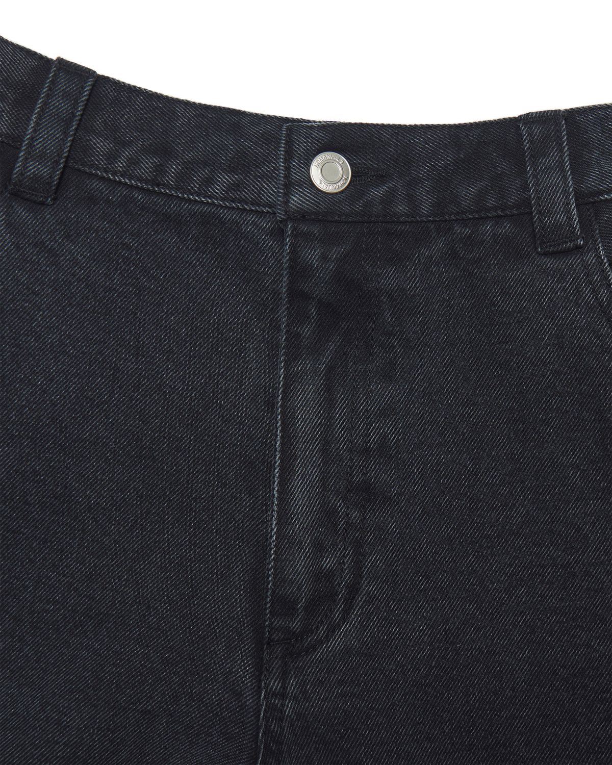 노매뉴얼(NOMANUAL) CURVED LINE DENIM PANTS - WASHED BLACK