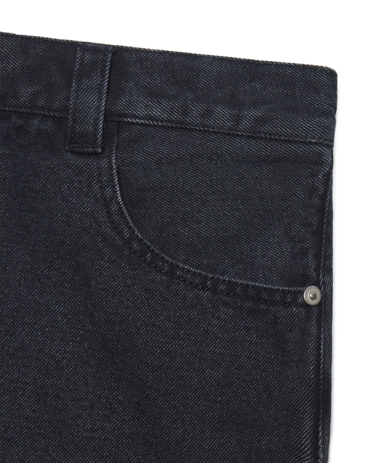 노매뉴얼(NOMANUAL) CURVED LINE DENIM PANTS - WASHED BLACK