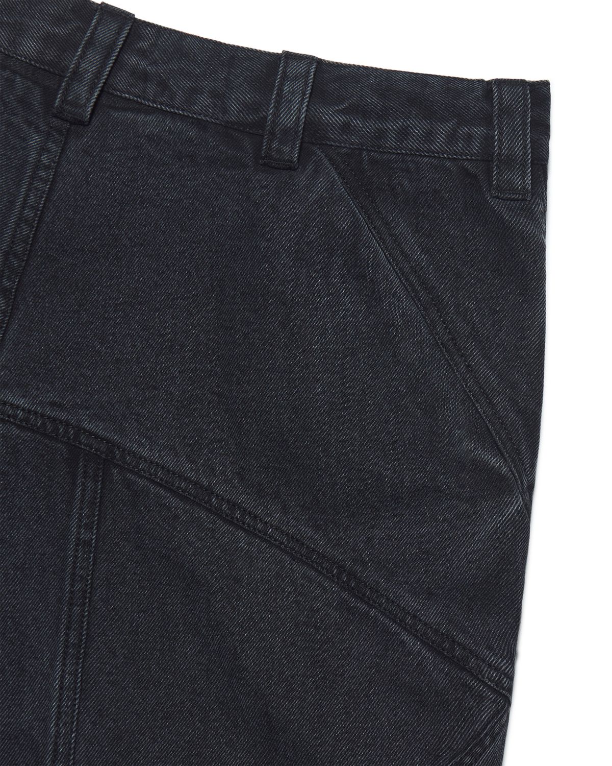 노매뉴얼(NOMANUAL) CURVED LINE DENIM PANTS - WASHED BLACK