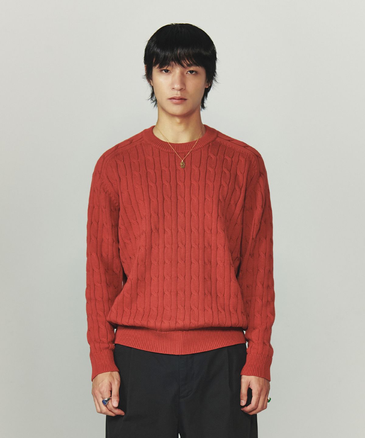 인템포무드(INTEMPOMOOD) 스탠다드 래글런 케이블 니트 : 13컬러