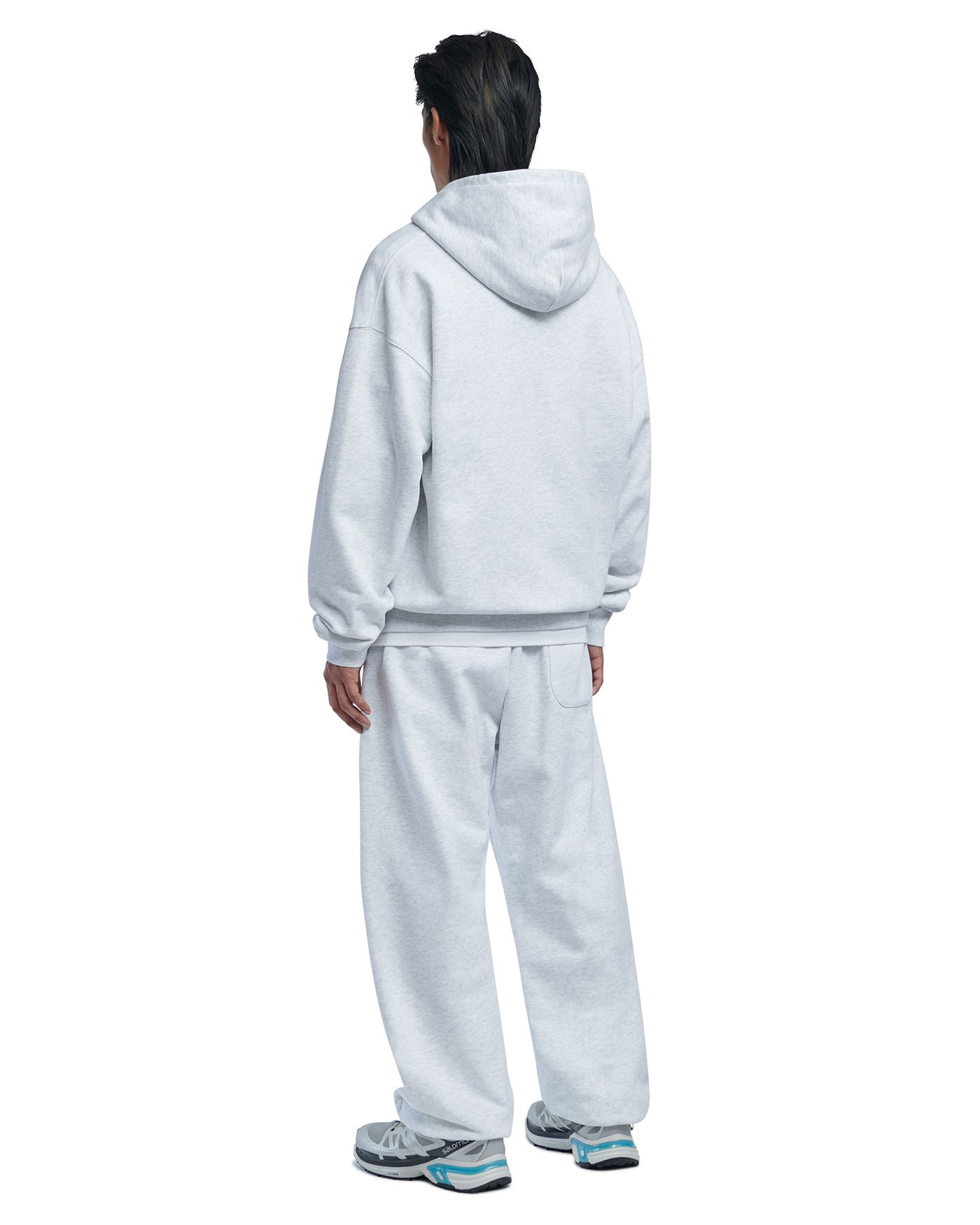 MUSINSA | NOMANUAL SYMBOL LOGO HOODED ZIP-UP - WHITE MELANGE
