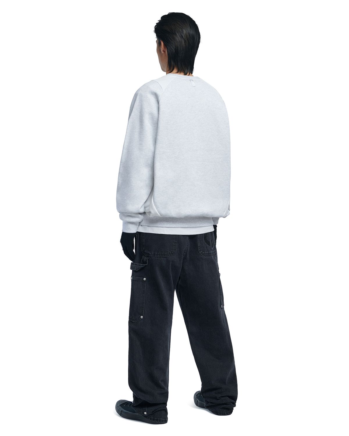 노매뉴얼(NOMANUAL) EMBLEM SWEATSHIRT - WHITE MELANGE