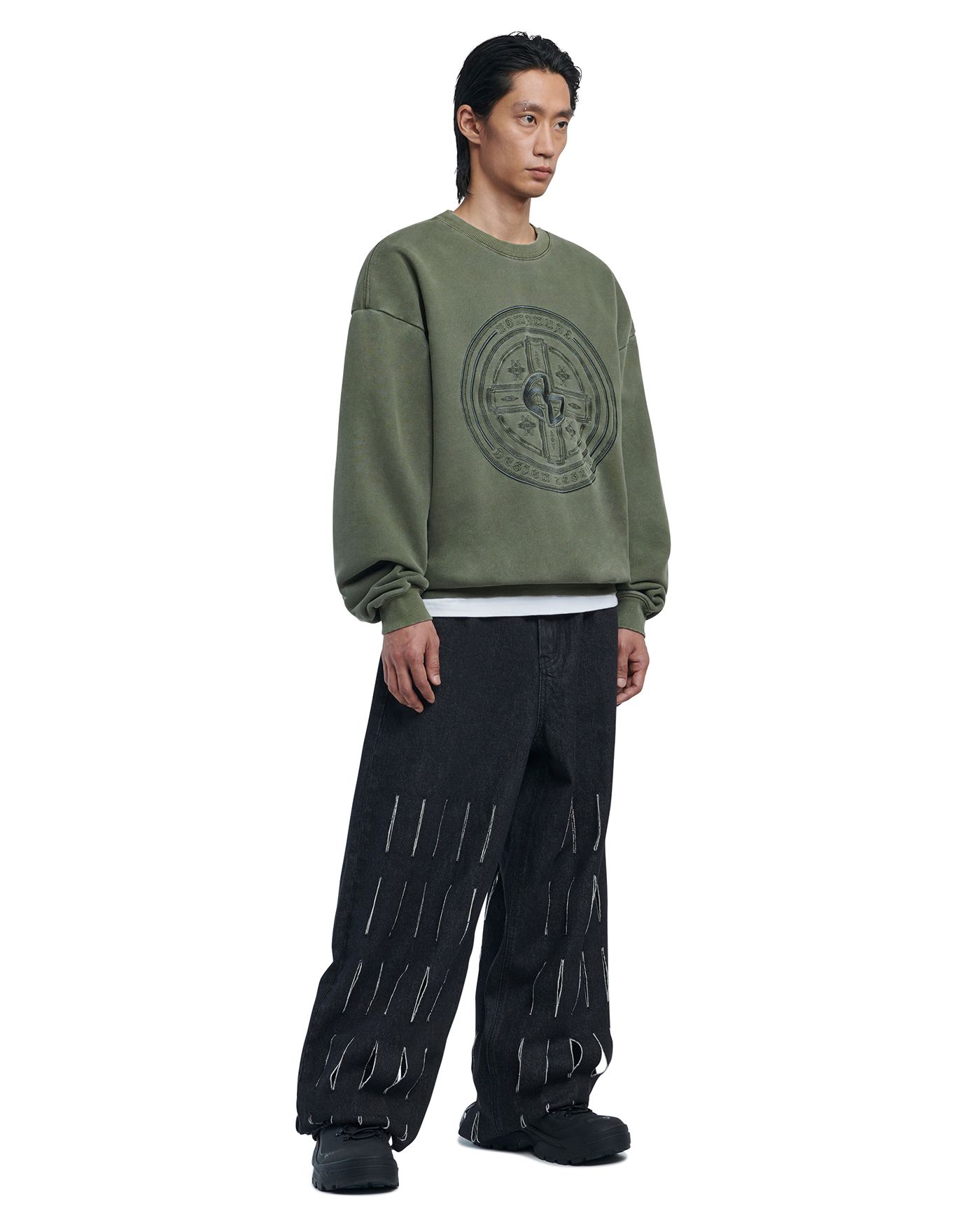 新品 NOMANUAL OVERDYED EMBLEM SWEATSHIRT MUSINSA | NOMANUAL OVERDYED EMBLEM SWEATSHIRT - DEEP KHAKI