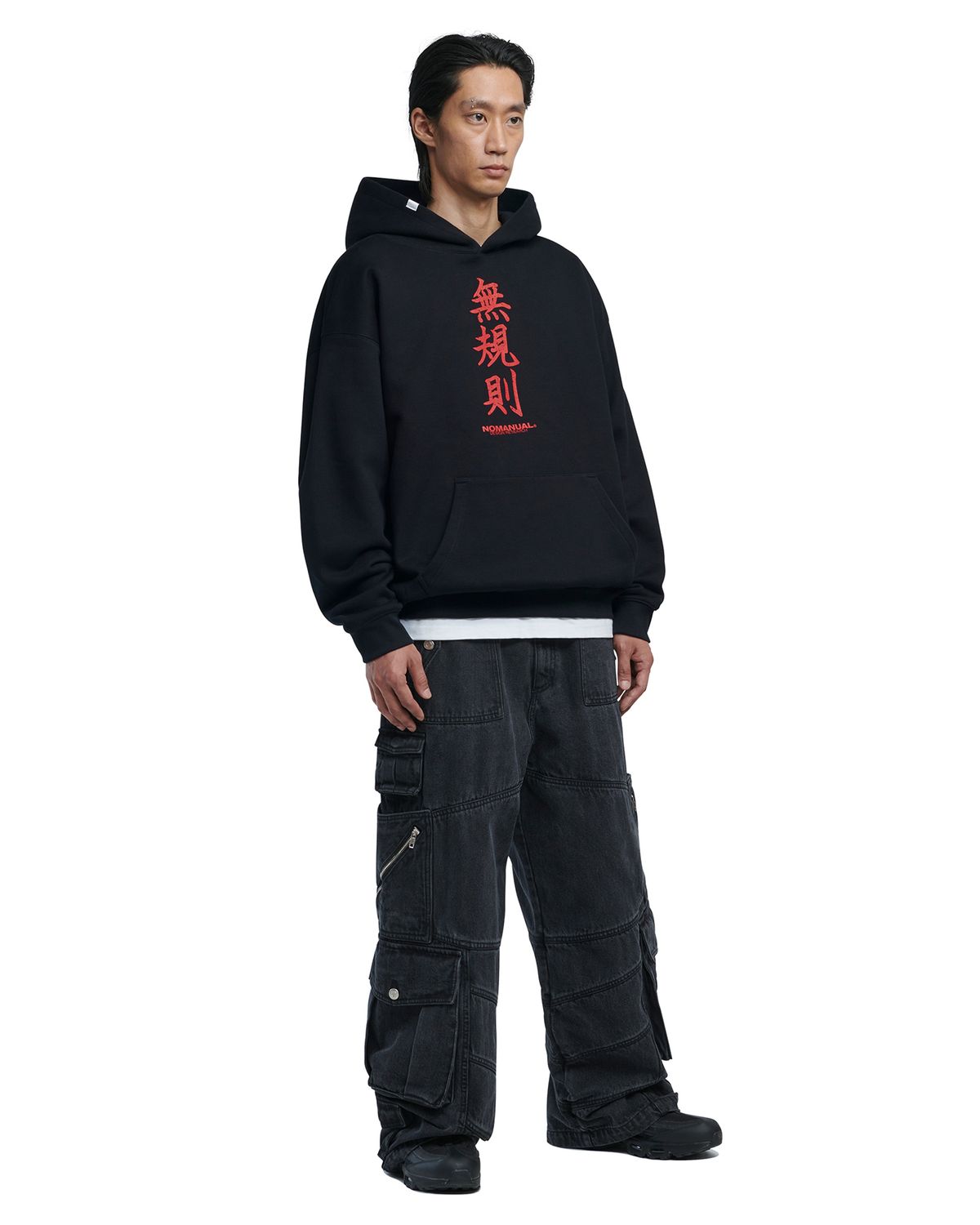노매뉴얼(NOMANUAL) N.R HOODIE - BLACK