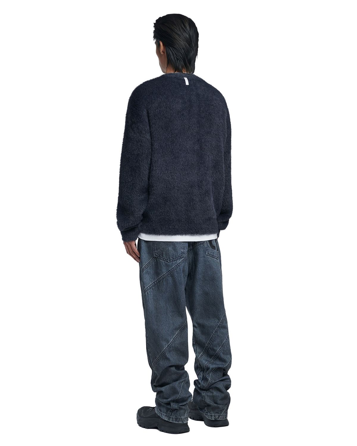 노매뉴얼(NOMANUAL) CROPPED HAIRY KNIT - DUSK