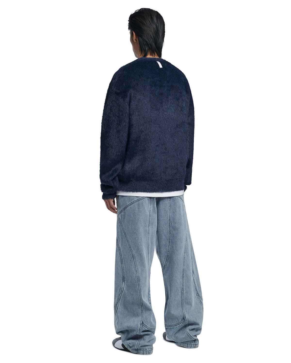 노매뉴얼(NOMANUAL) CROPPED HAIRY KNIT - DARK NAVY
