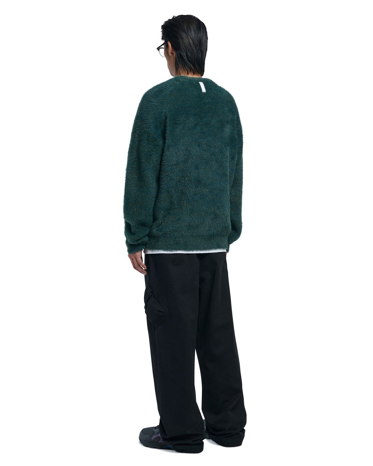 노매뉴얼(NOMANUAL) CROPPED HAIRY KNIT - FOREST