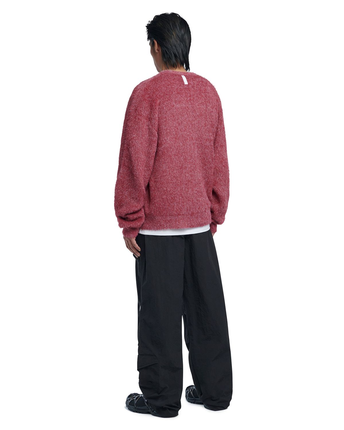 노매뉴얼(NOMANUAL) CROPPED HAIRY KNIT - WINE