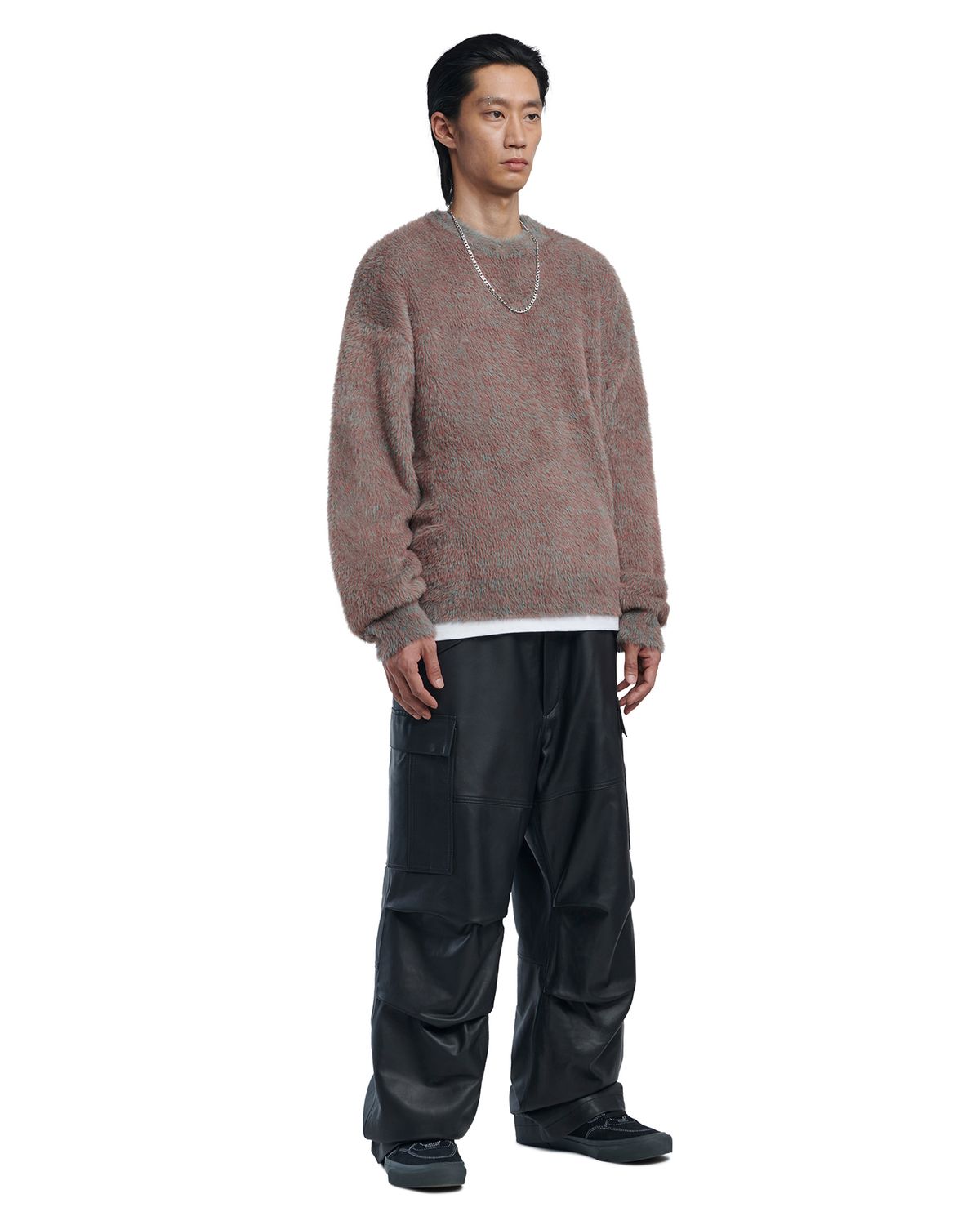 노매뉴얼(NOMANUAL) CROPPED HAIRY KNIT - CORAL REEF