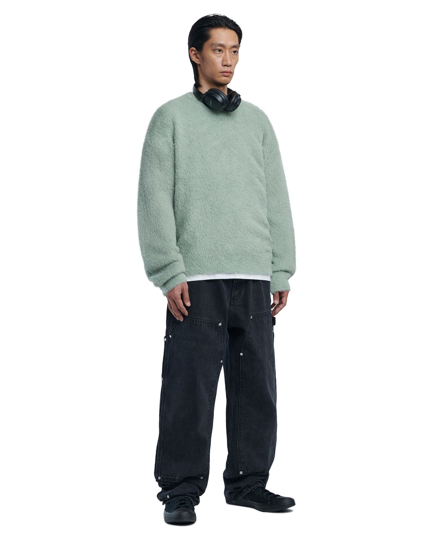 公式 HAIRY CROPPED NOMANUAL | MUSINSA KNIT MINT DUST - トップス
