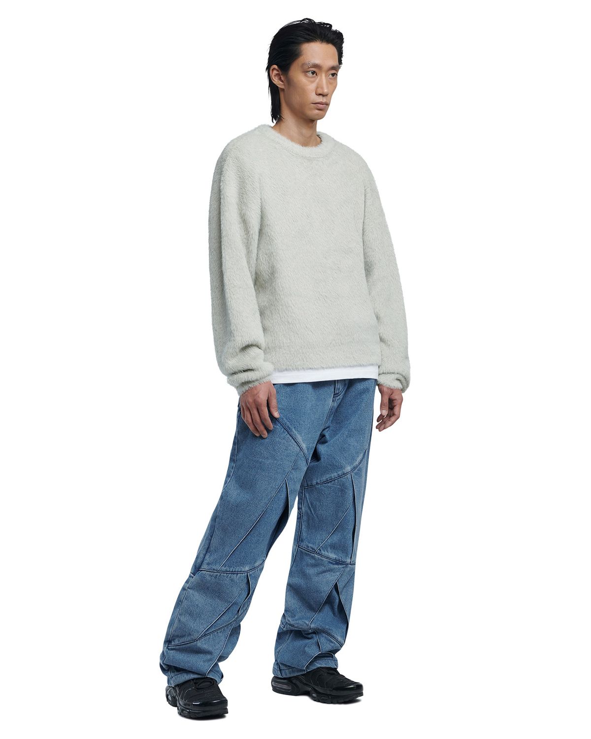 노매뉴얼(NOMANUAL) CROPPED HAIRY KNIT - SEAFOAM