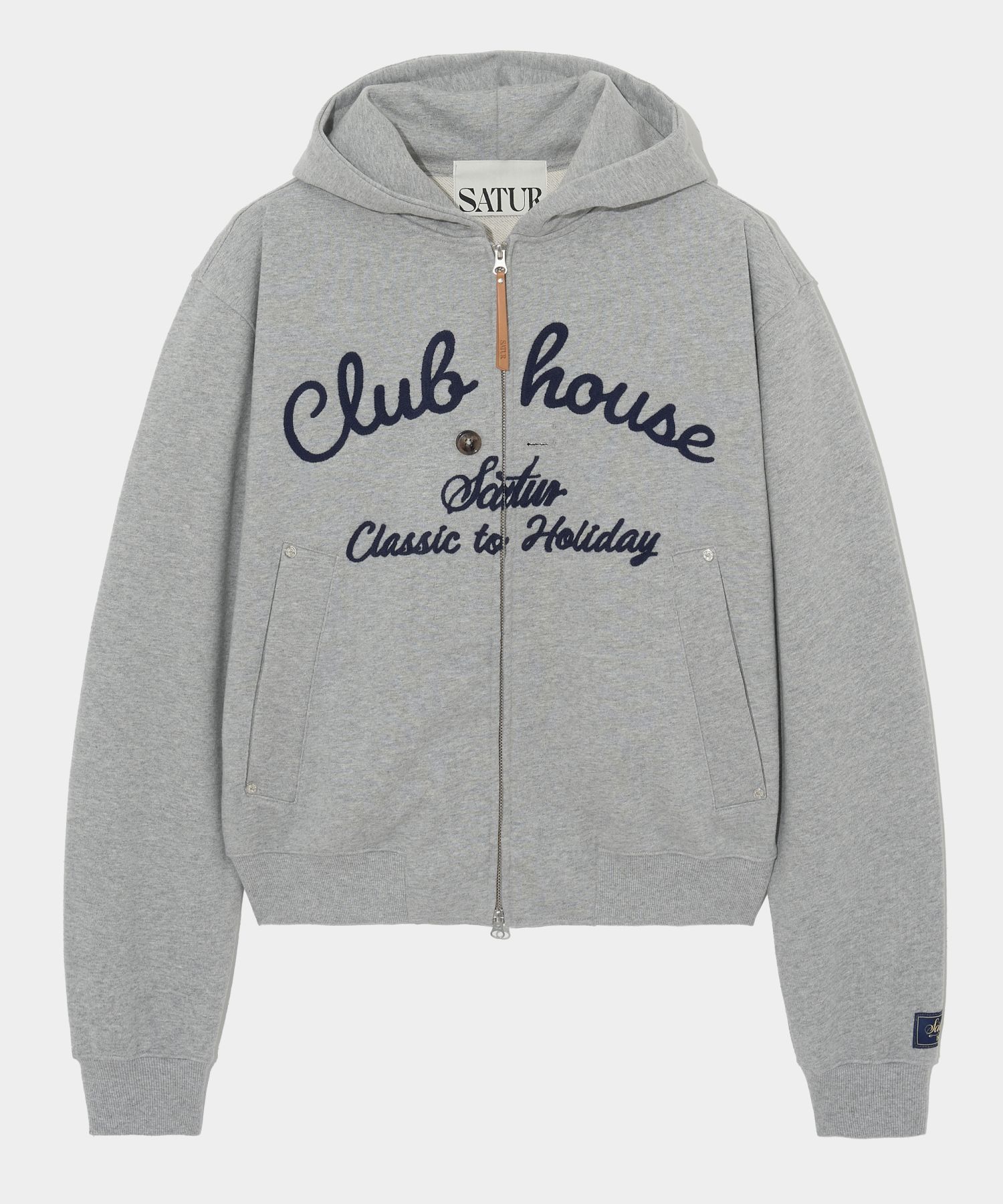 人気★ SATUR ★CLUB HOUSE LETTERING HOODIE ZIP-UP MUSINSA | SATUR Club House Lettering Hood Zip-up Melange Gray