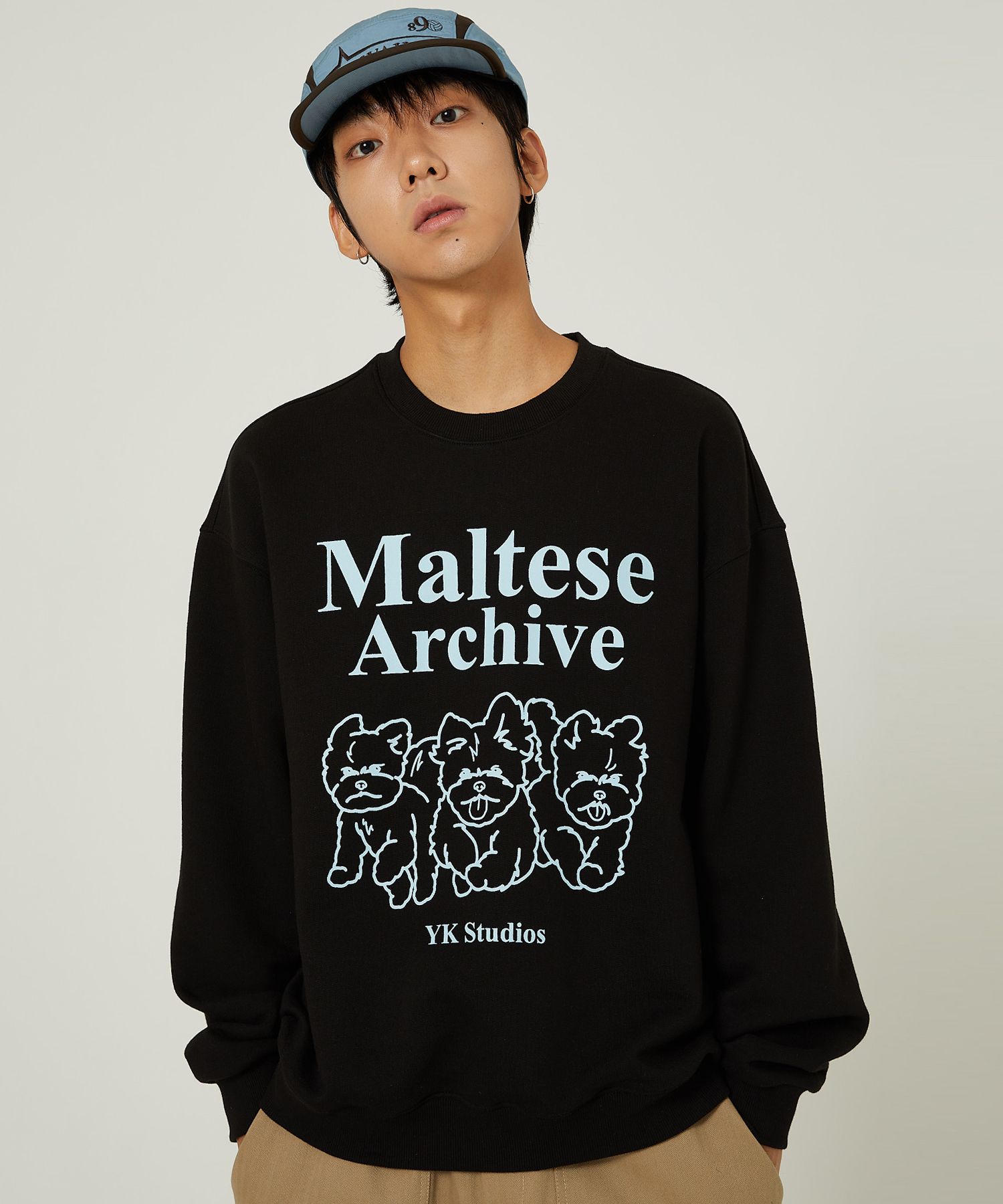 MUSINSA | WAI KEI Maltese Archive Line Graphic Sweatshirt Black