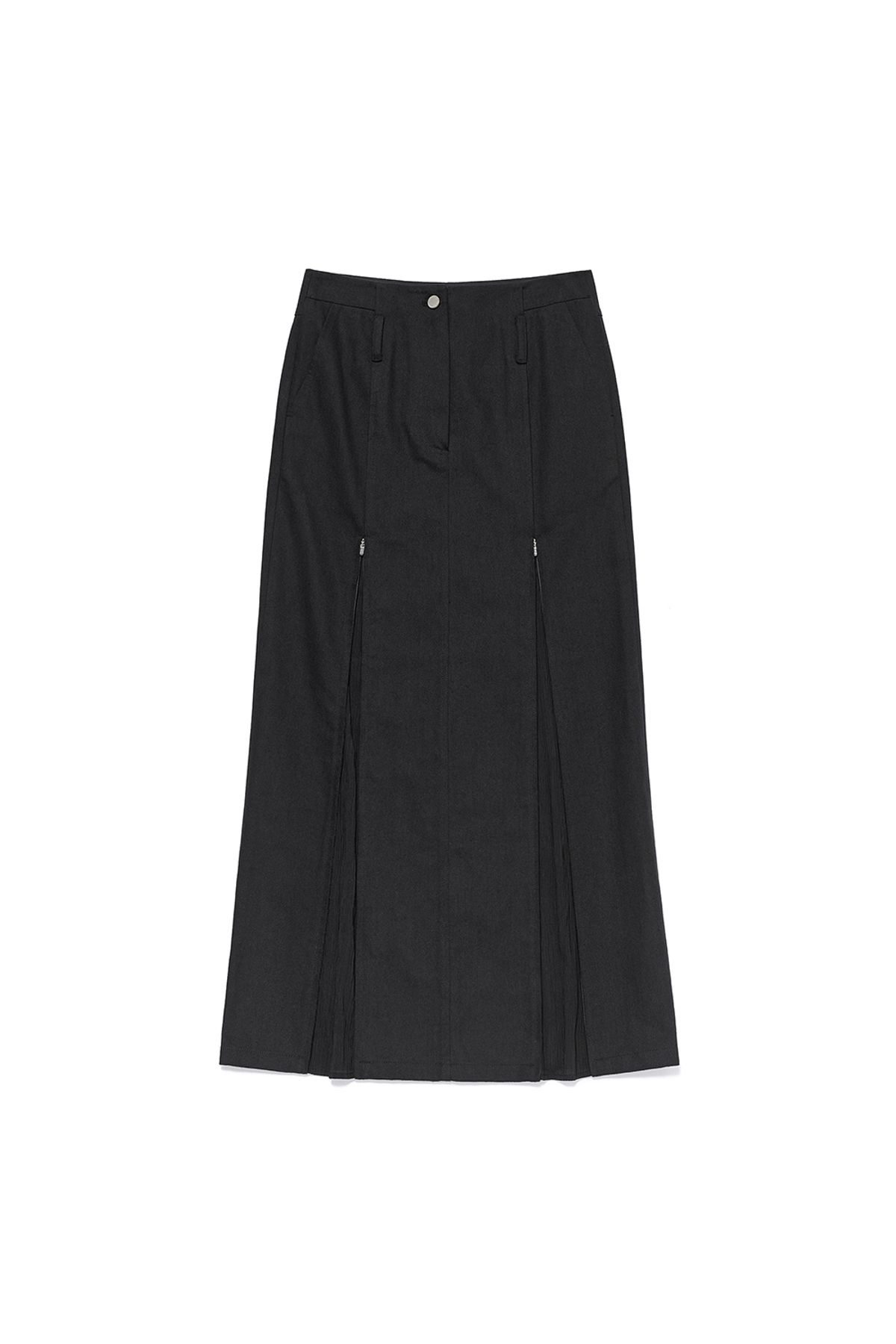 커렌트(CURRENT) SHEER MIX MAXI SKIRT [BLACK]
