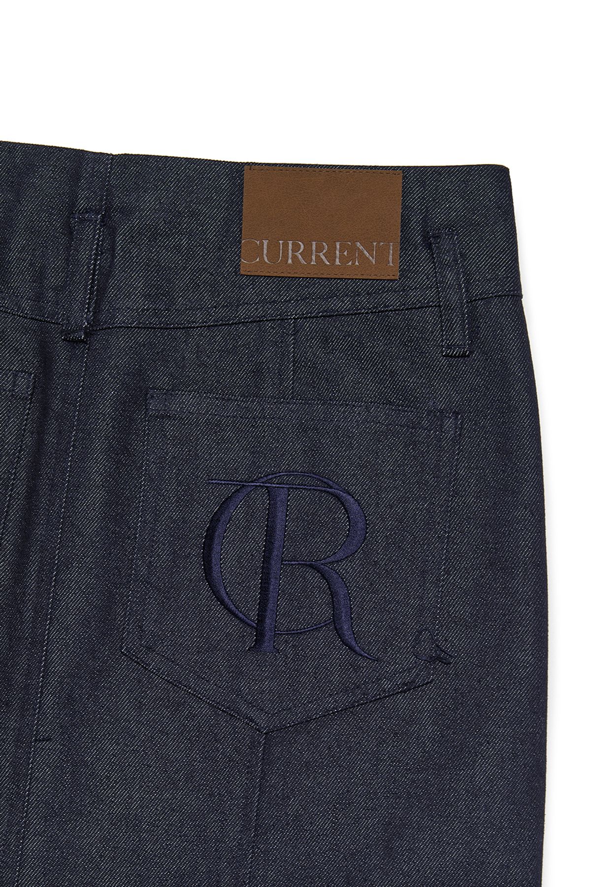 커렌트(CURRENT) SHEER MIX MAXI SKIRT [DARK INDIGO BLUE]
