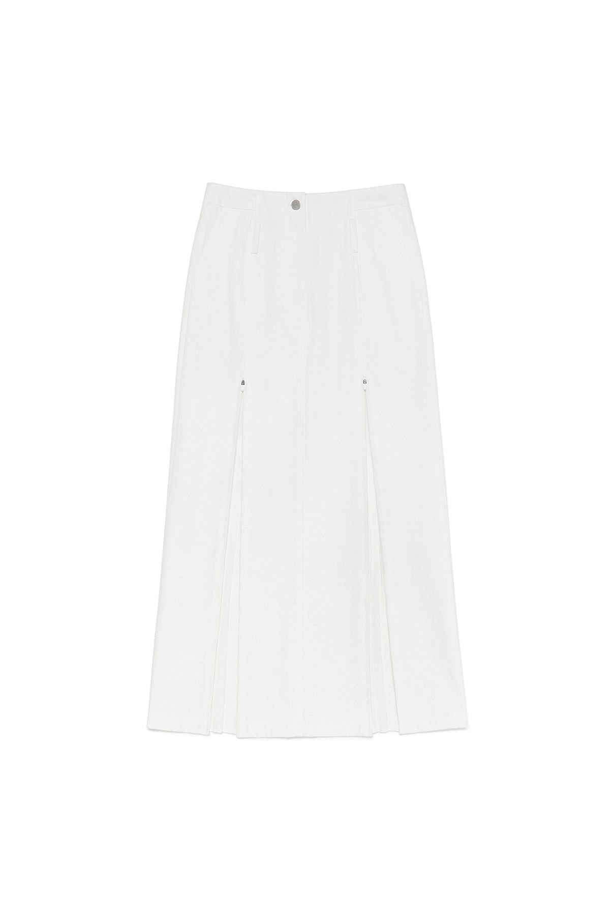커렌트(CURRENT) SHEER MIX MAXI SKIRT [WHITE]
