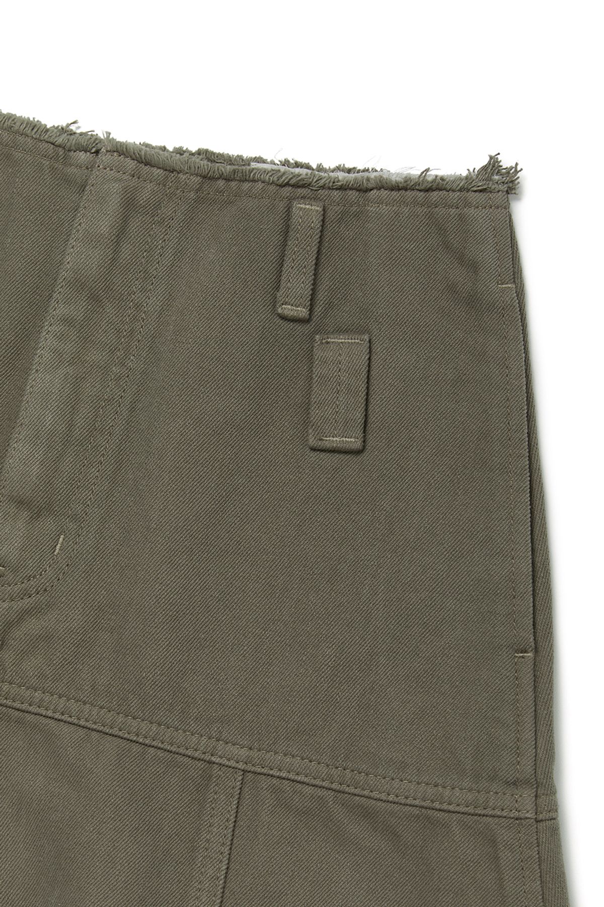 커렌트(CURRENT) ASYMMETRIC FLARE MIDI SKIRT [KHAKI]