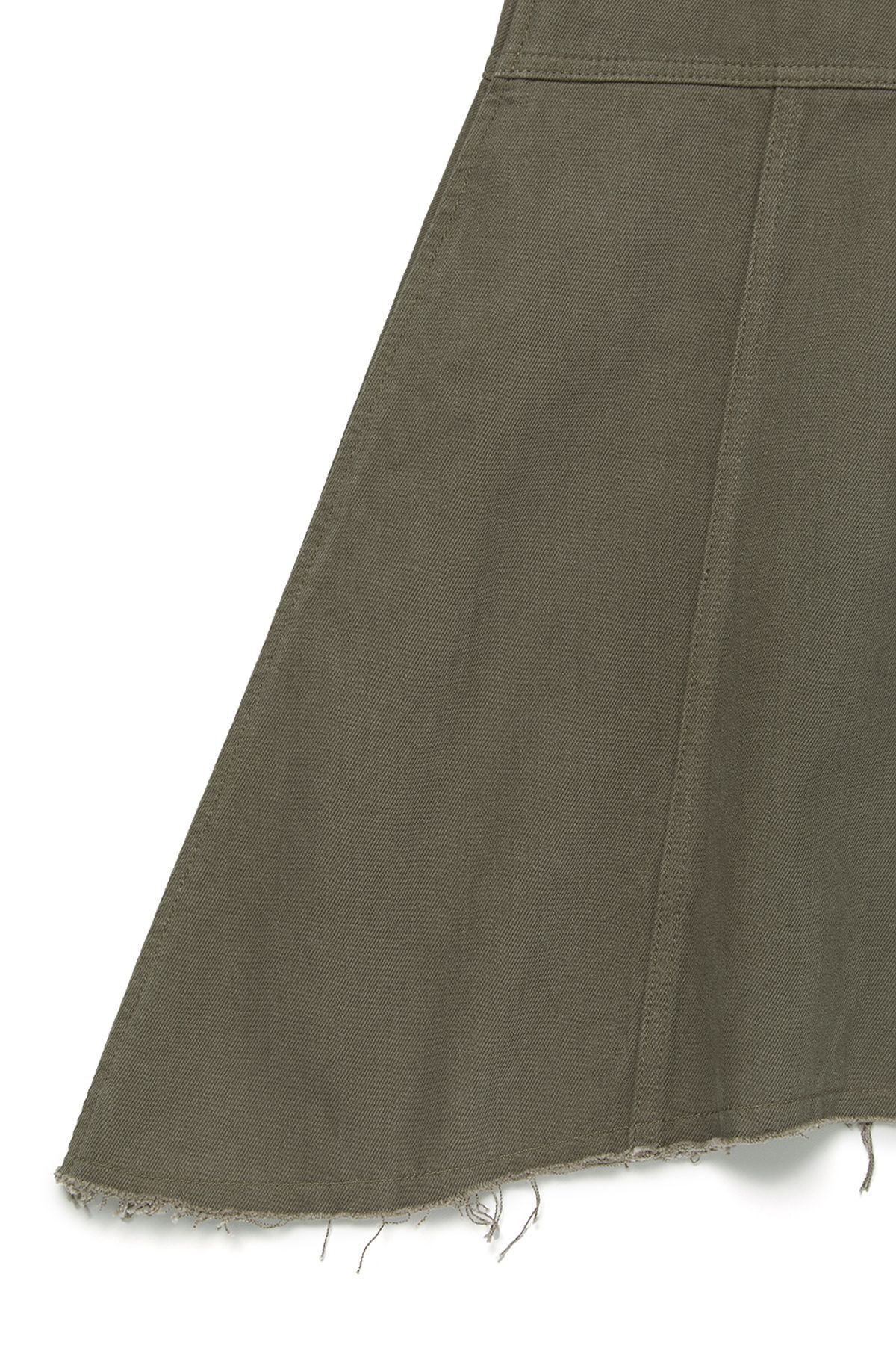 커렌트(CURRENT) ASYMMETRIC FLARE MIDI SKIRT [KHAKI]