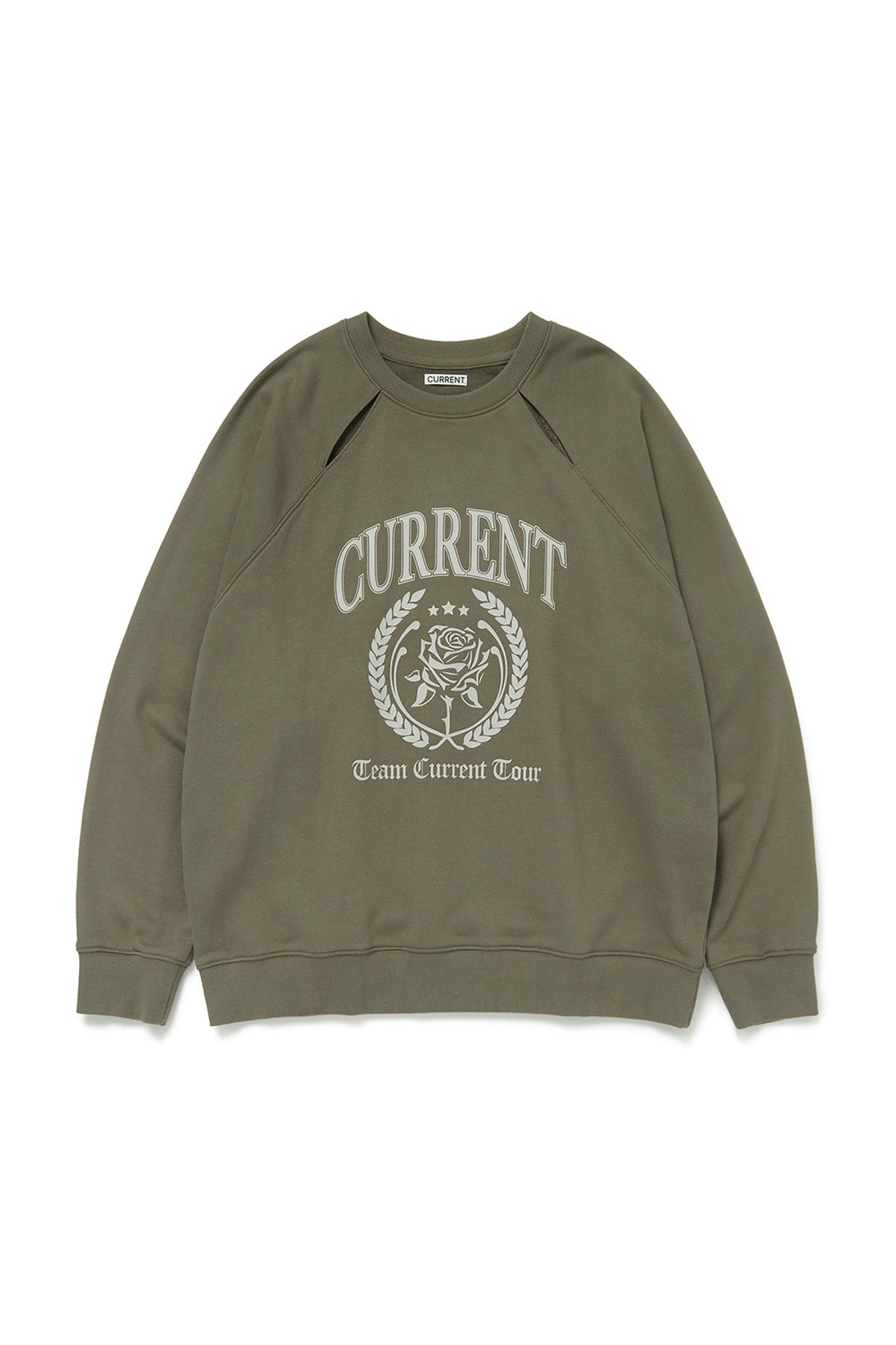 커렌트(CURRENT) SLIT GRAPHIC SWEATSHIRT [KHAKI]
