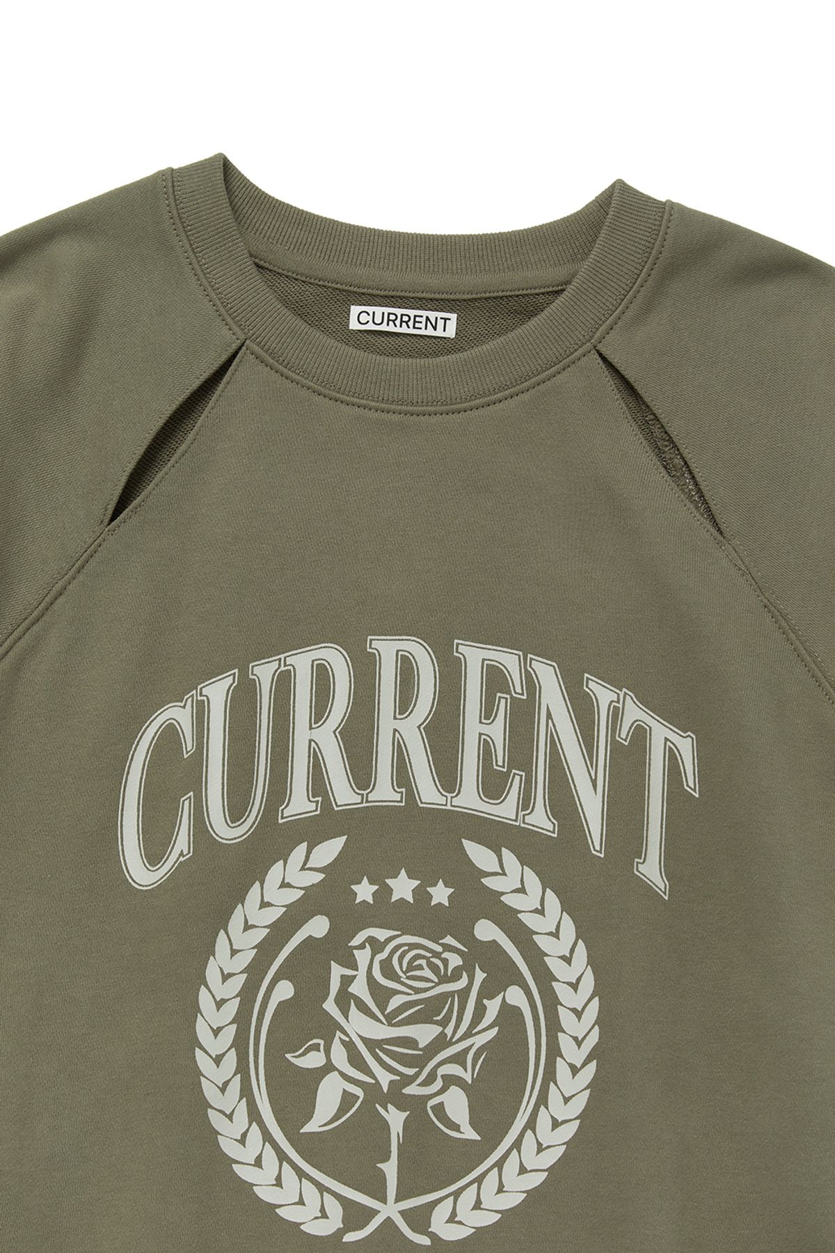 커렌트(CURRENT) SLIT GRAPHIC SWEATSHIRT [KHAKI]
