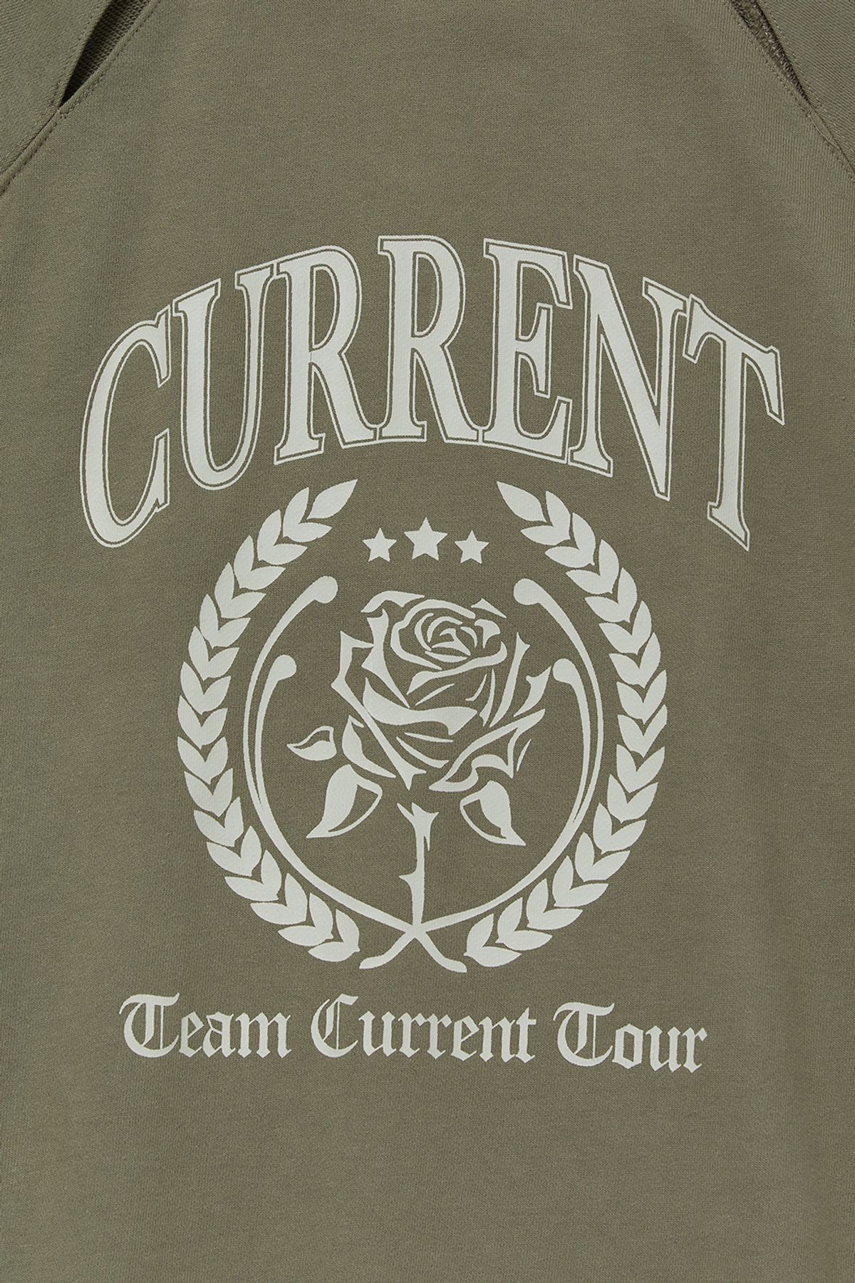 커렌트(CURRENT) SLIT GRAPHIC SWEATSHIRT [KHAKI]