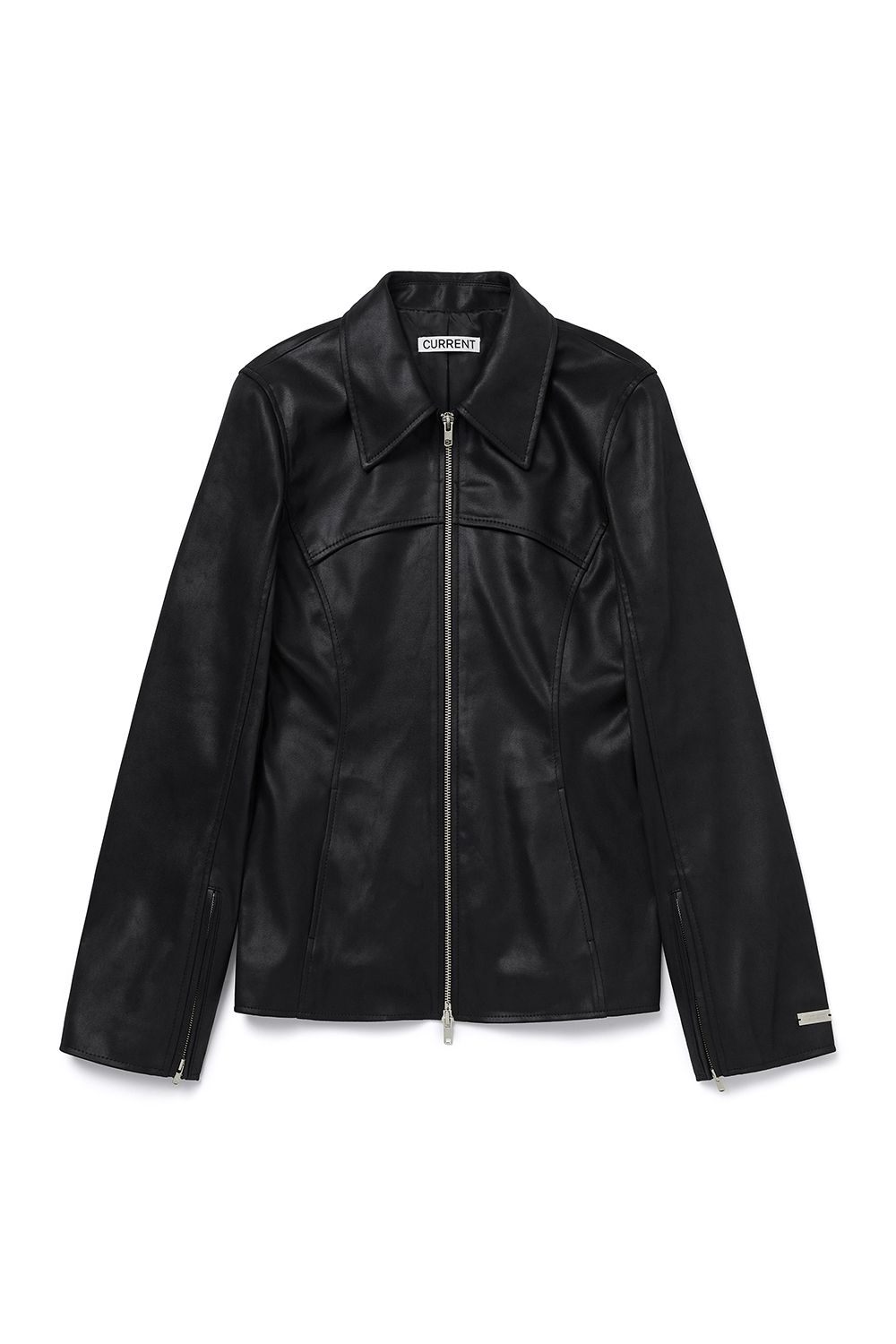 MUSINSA | CURRENT FITTED CRACK LEATHER JACKET [BLACK]