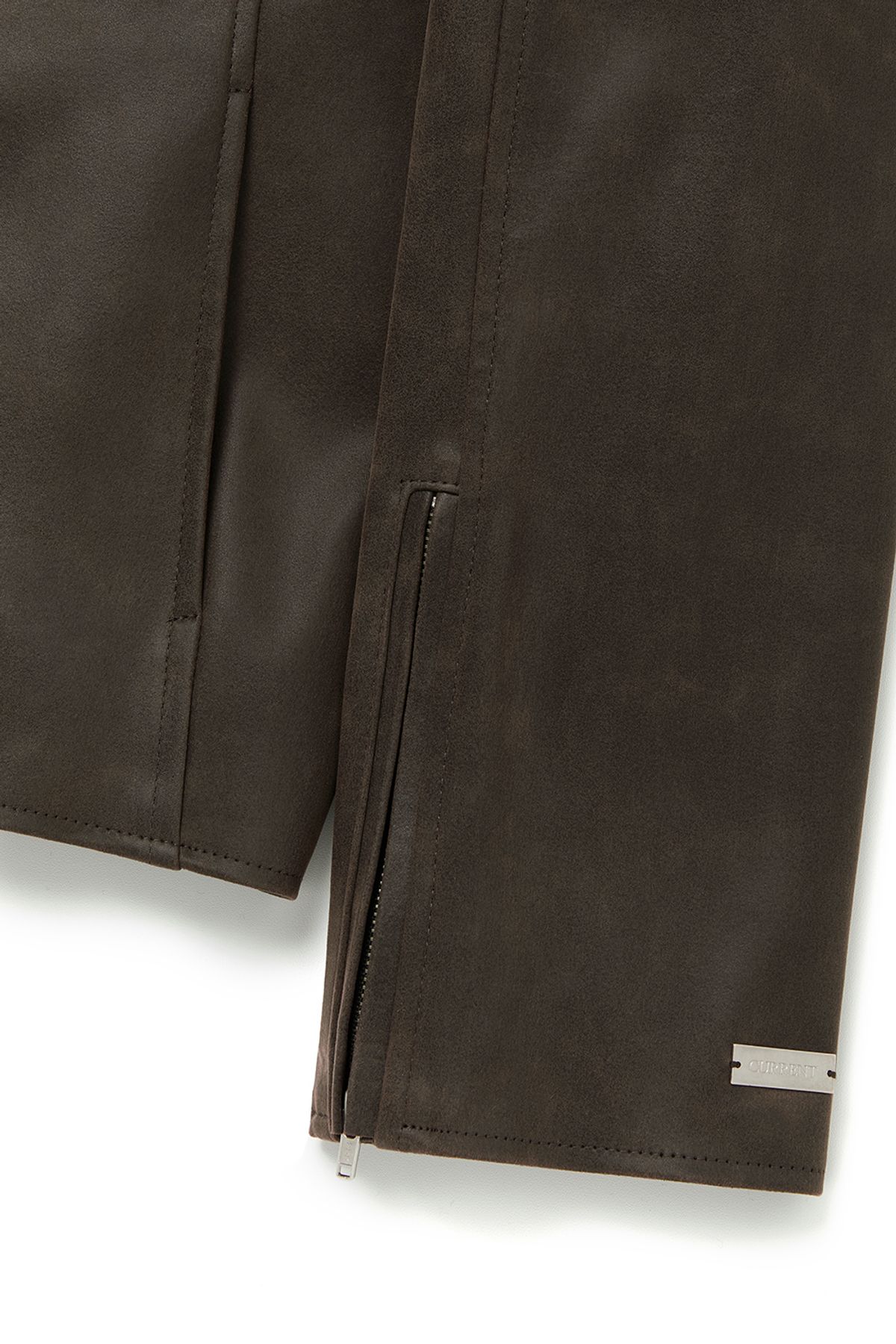 커렌트(CURRENT) FITTED CRACK LEATHER JACKET [DARK BROWN]