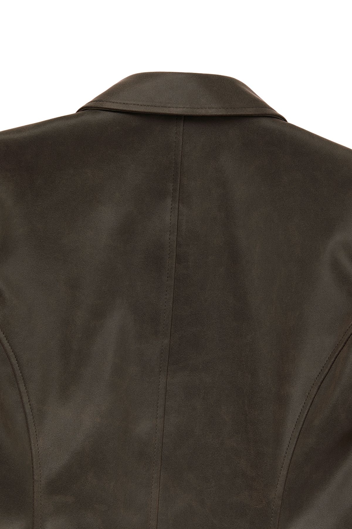 커렌트(CURRENT) FITTED CRACK LEATHER JACKET [DARK BROWN]
